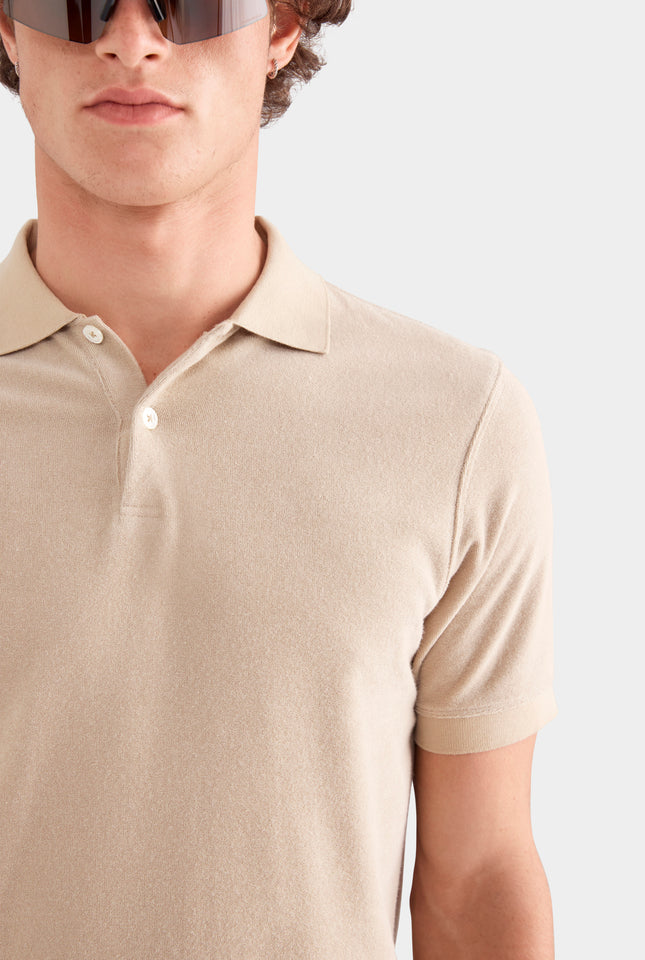 Woven Terry Polo - Stone