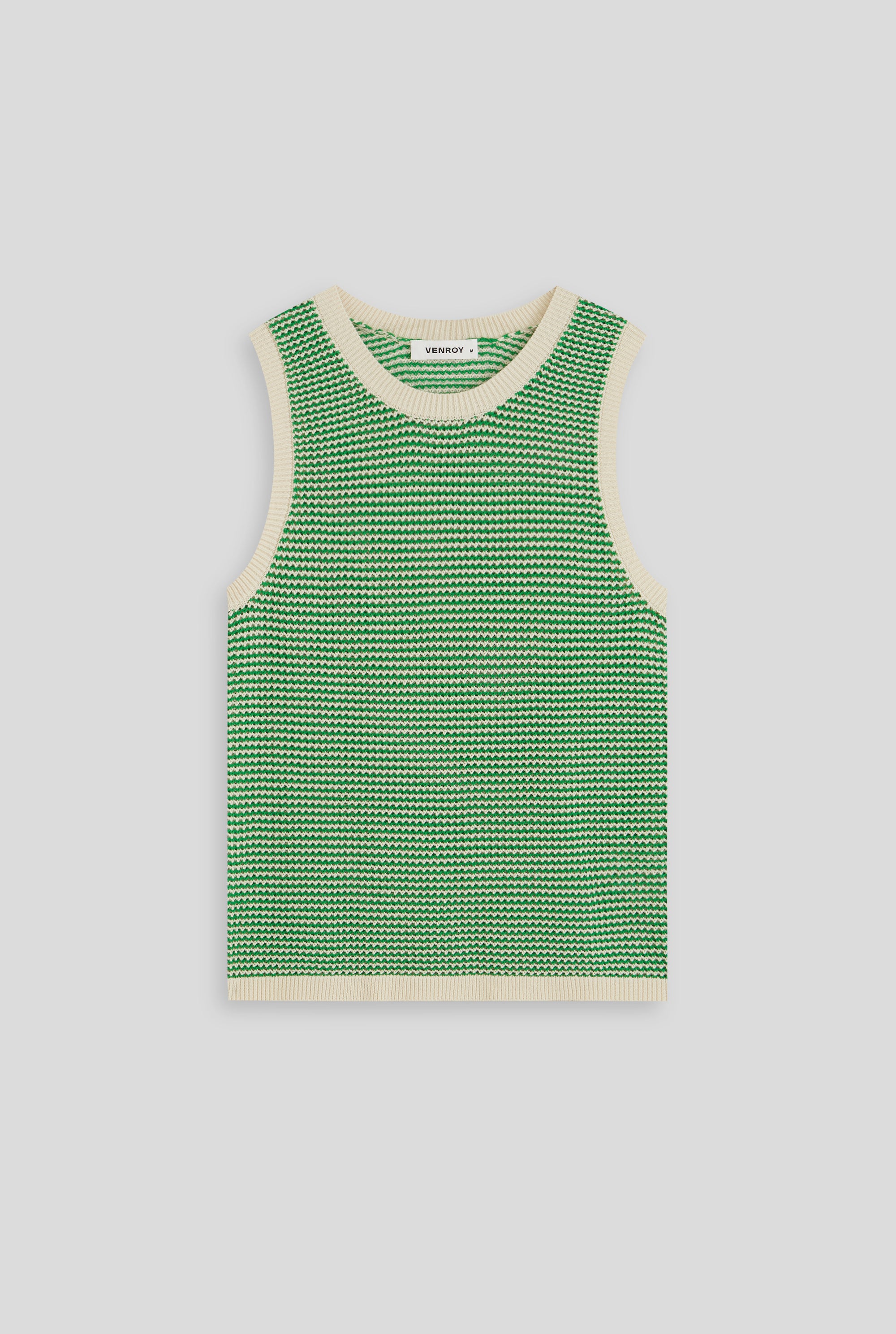 Cotton Crochet Tank - Cream/Green
