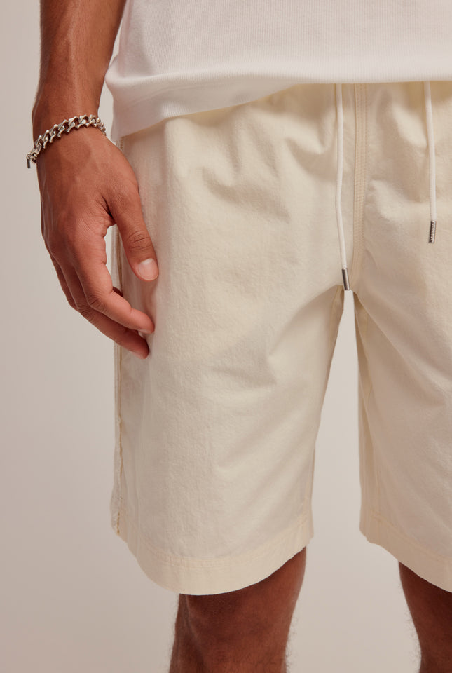 Cotton Panelled Relaxed Short - Cream