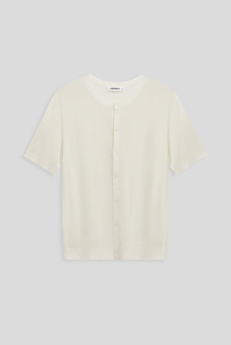 Knitted Silk Short Sleeve Shirt - Chalk