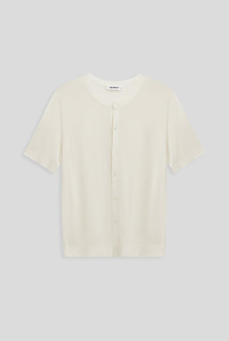 Knitted Silk Short Sleeve Shirt - Chalk