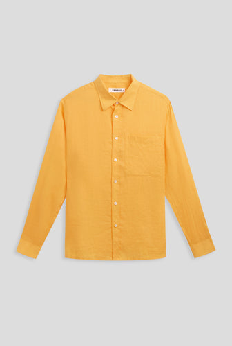 Long Sleeve Relaxed Linen Shirt - Marigold