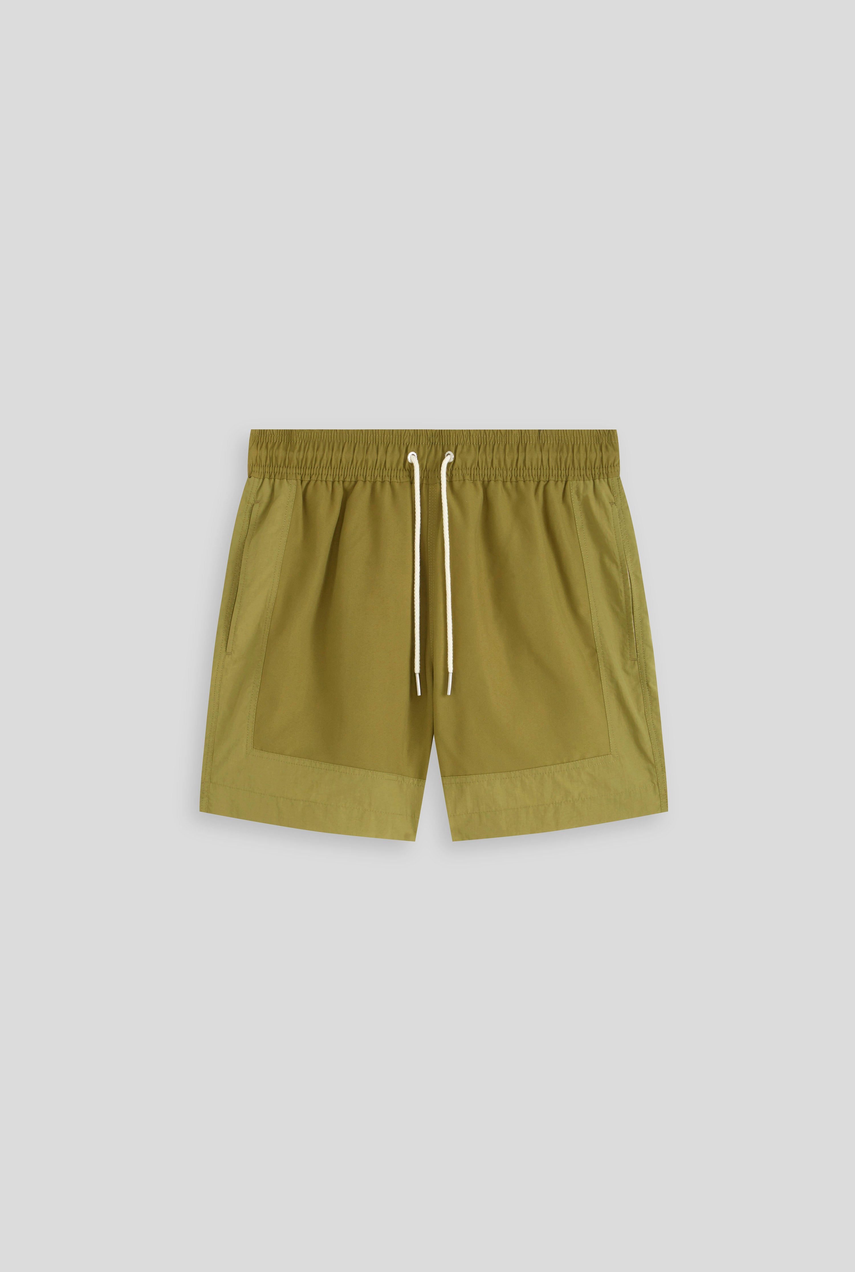 Panelled Border Swim Short - Moss Green