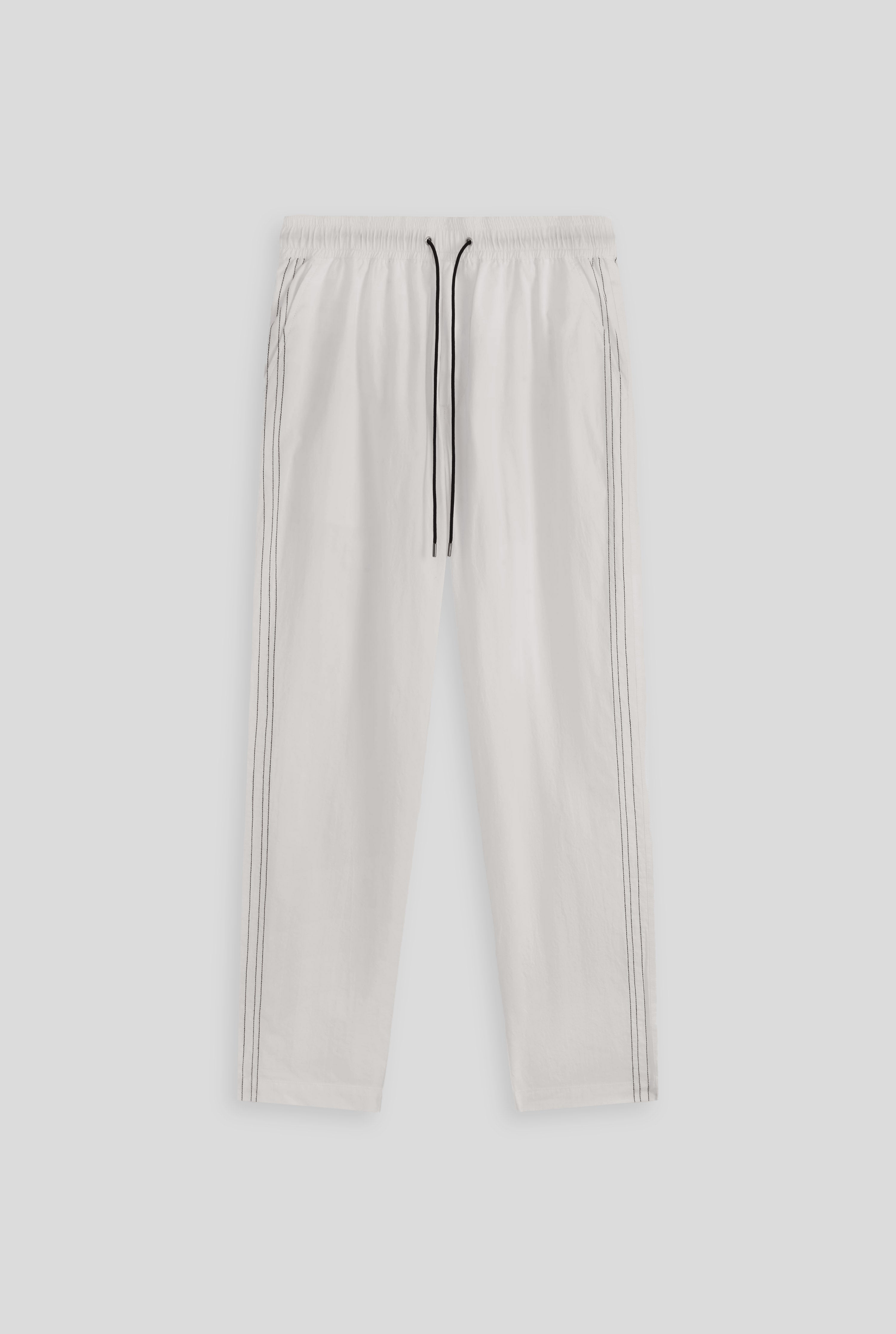 Relaxed Poplin Stitch Detail Pant - Off White