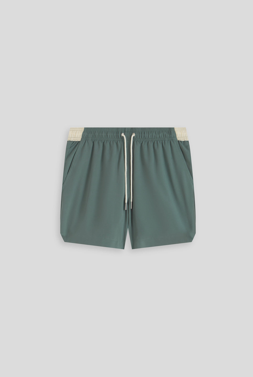 Solid Stretch Swim Short - Slate Green/Cream