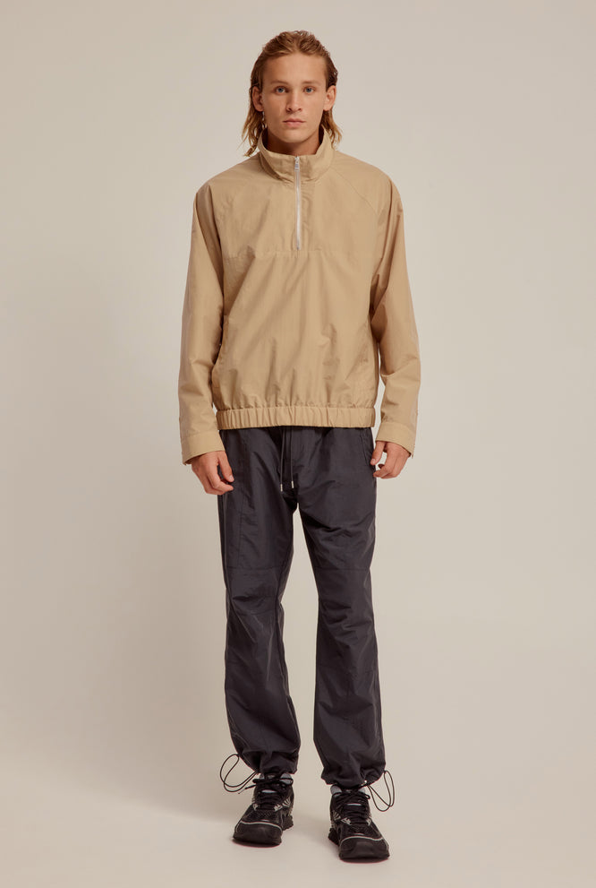 Nylon Funnel Neck Pop Over - Dark Taupe