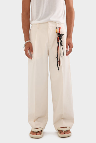 Relaxed Fixed Waist Cotton Trouser - Natural