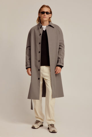 Relaxed Wool Silk Trench Coat - Gunmetal