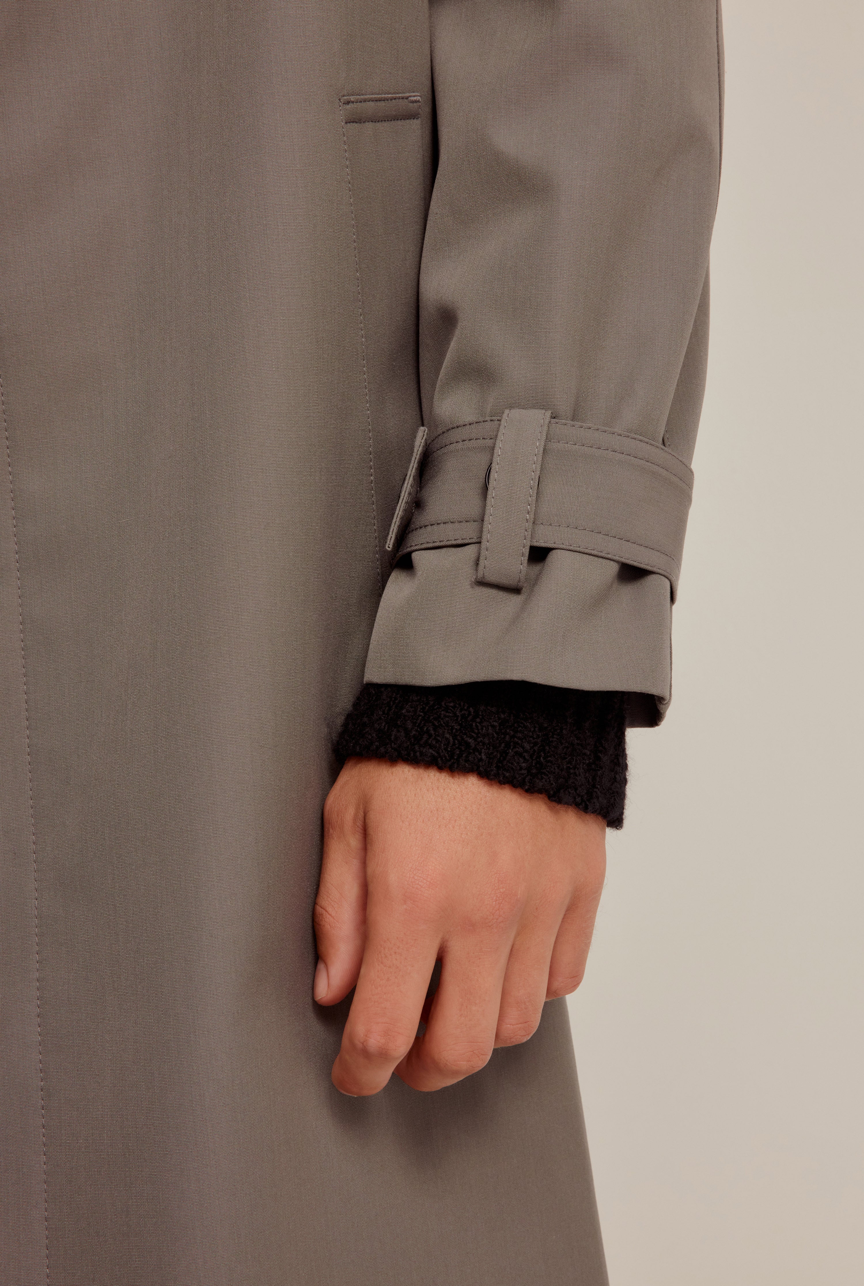 Relaxed Wool Silk Trench Coat - Gunmetal