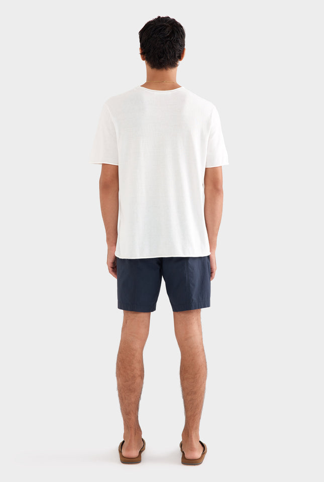 Rolled Edge Cotton Knit T-Shirt - Off White