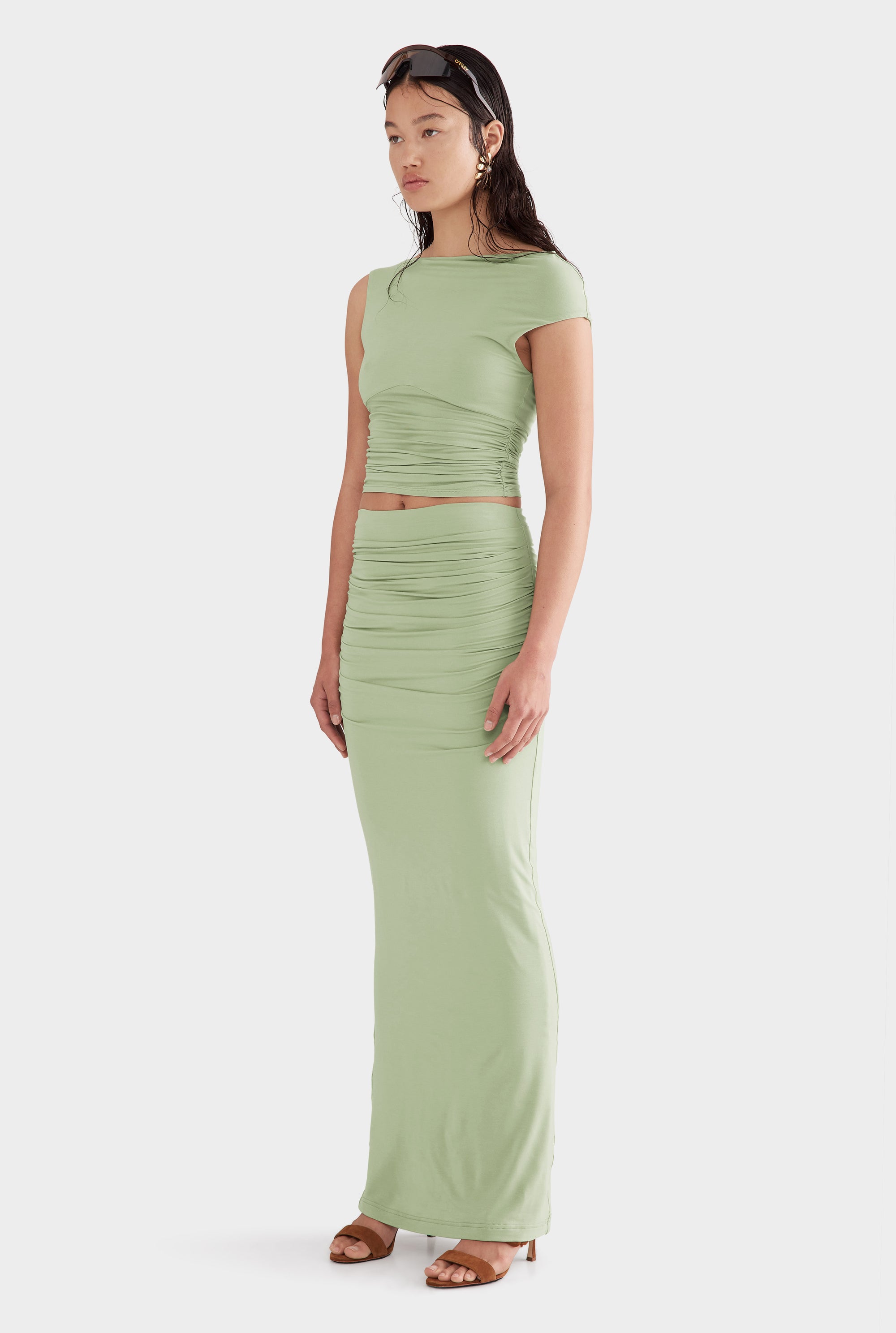 Draped Jersey Skirt - Mint Green