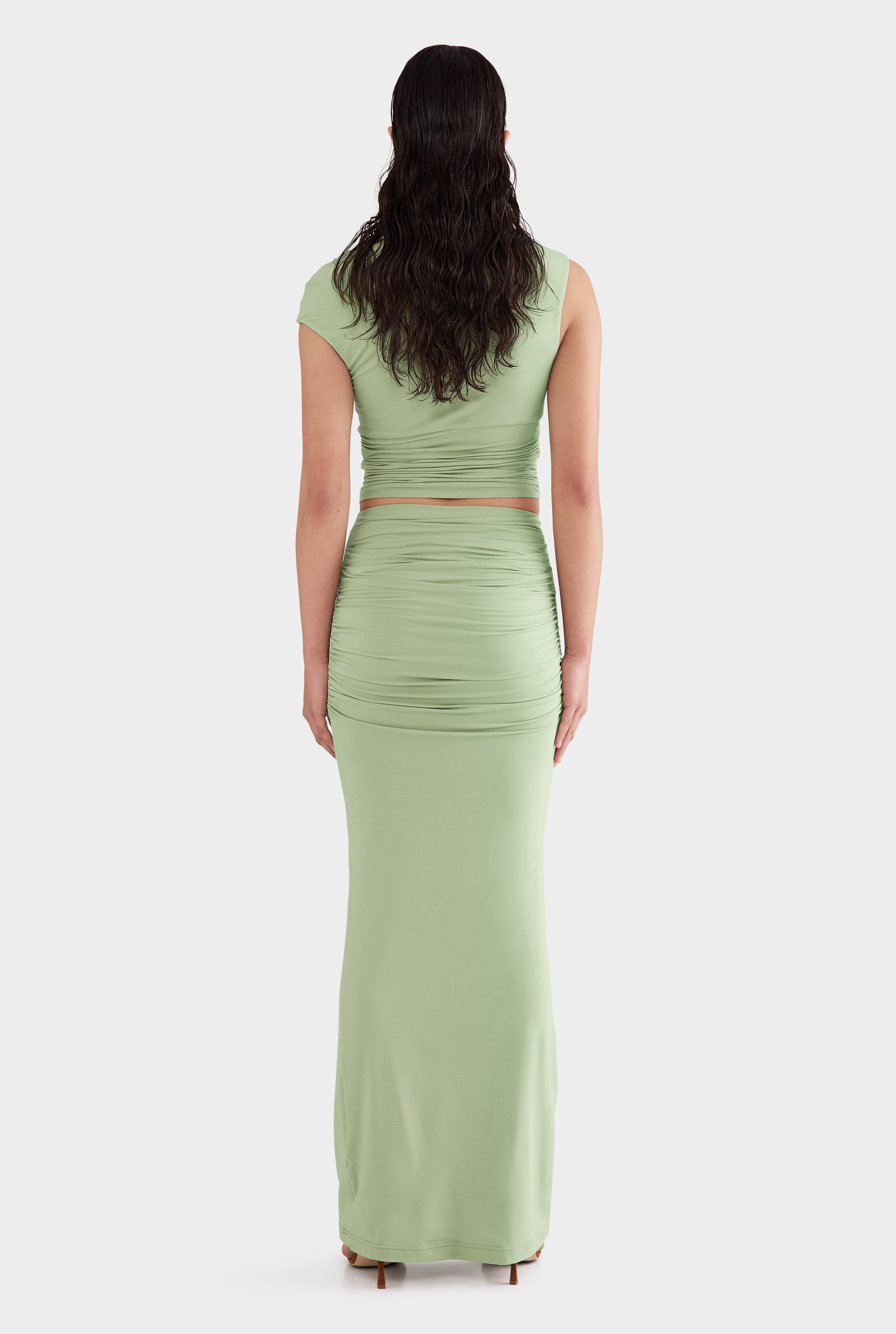 Draped Jersey Skirt - Mint Green