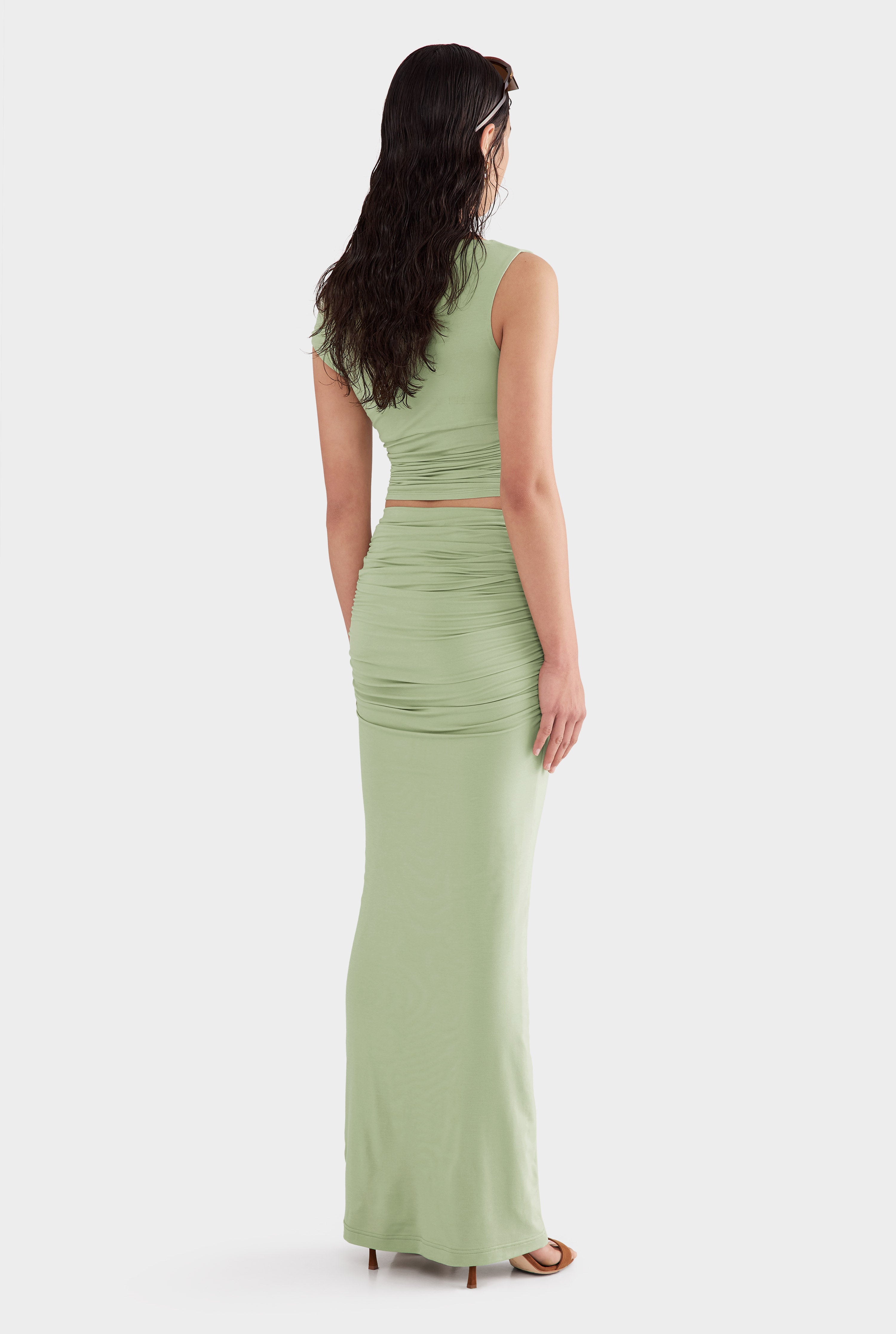 Draped Jersey Skirt - Mint Green