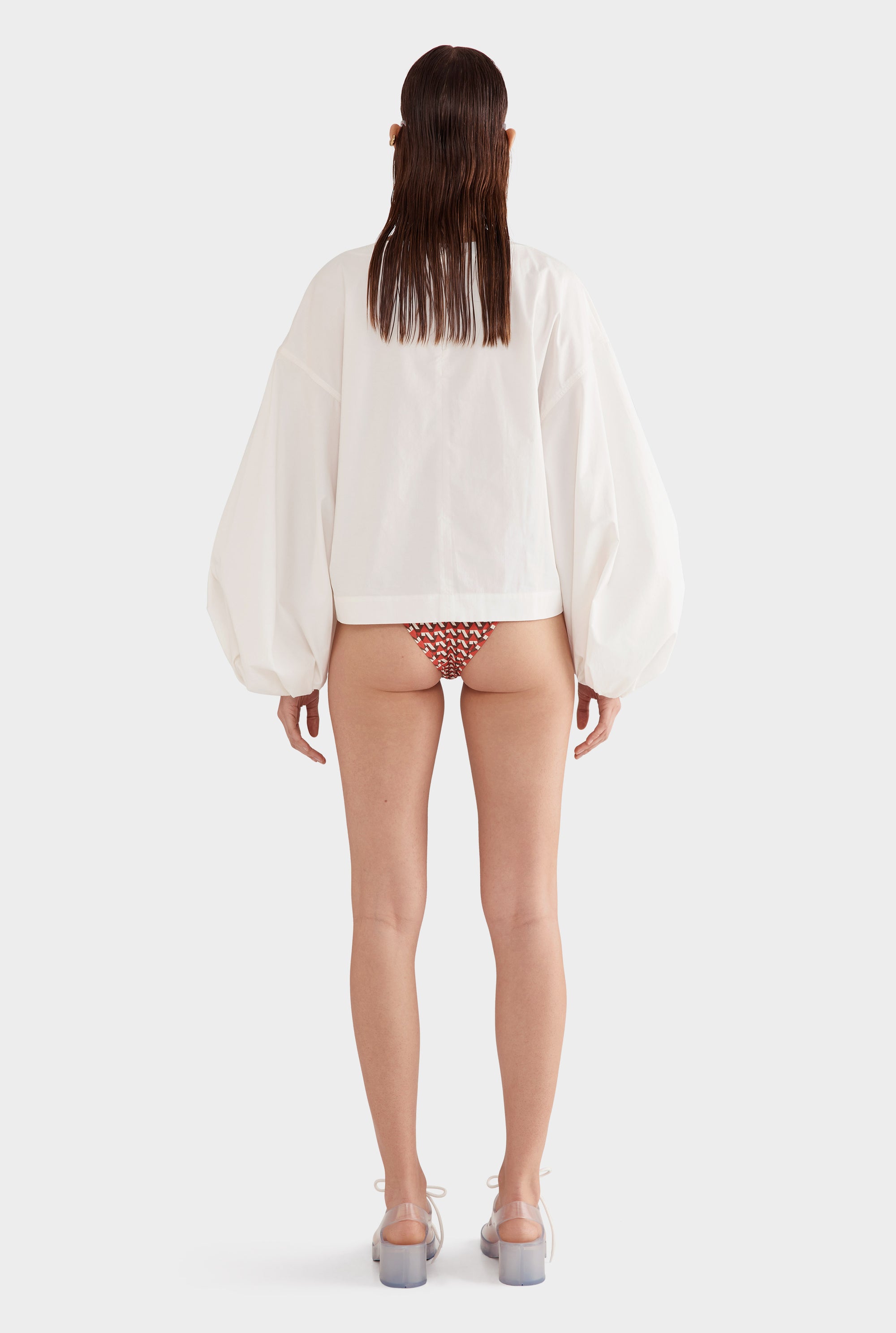 Blouson Sleeve Cotton Top - Off White