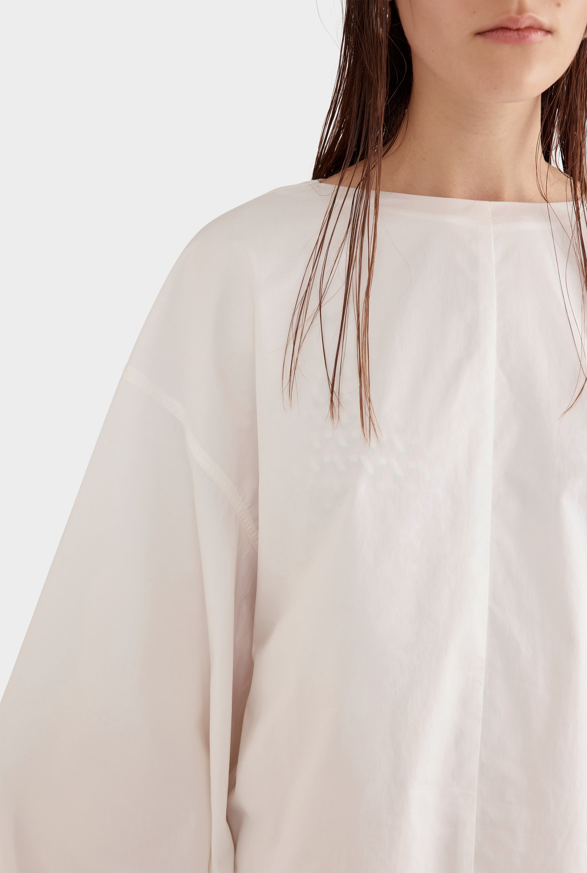 Blouson Sleeve Cotton Top - Off White