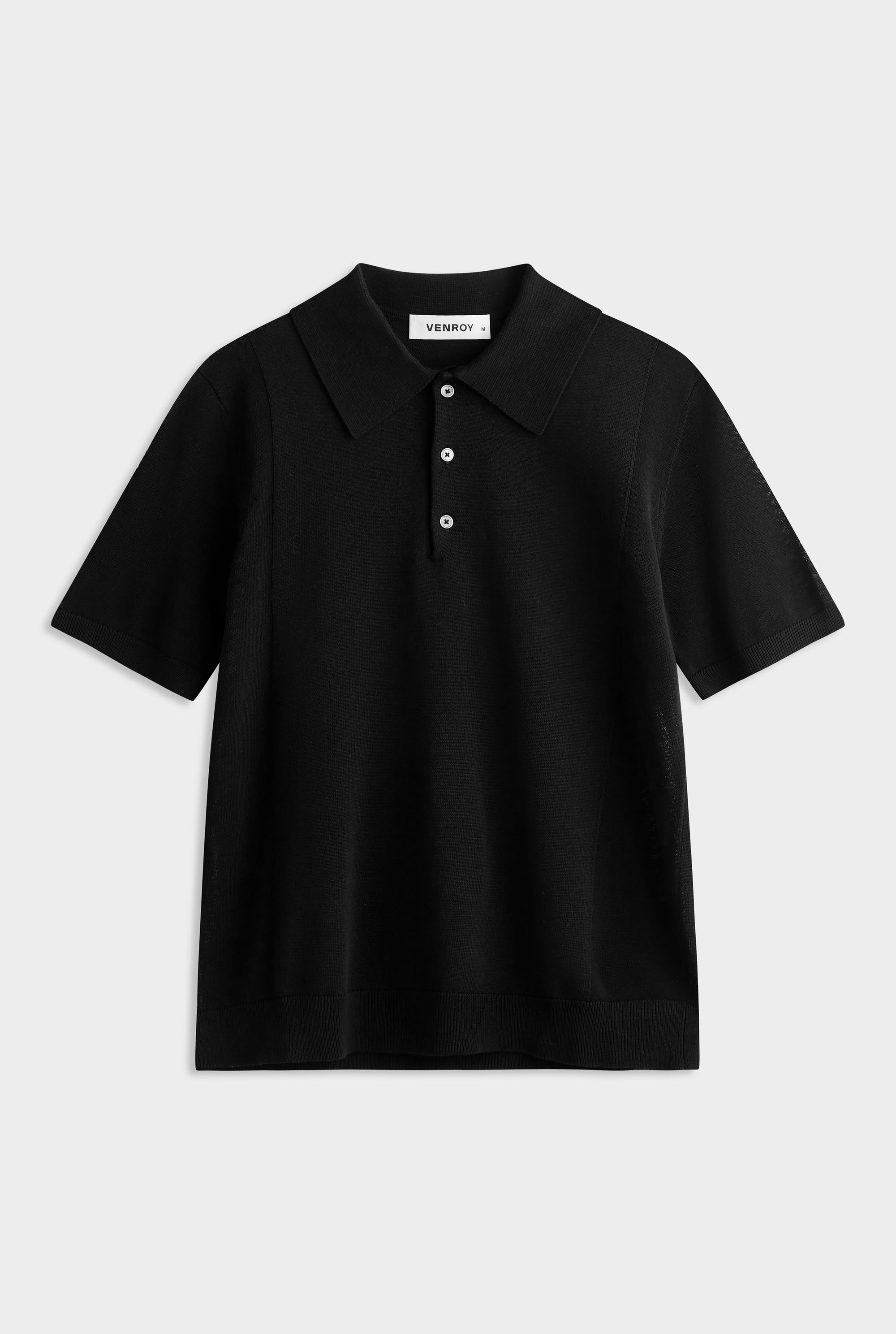 Cotton Blend Knitted Polo - Black