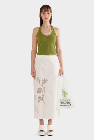 Cotton Broiderie Column Skirt - Off White