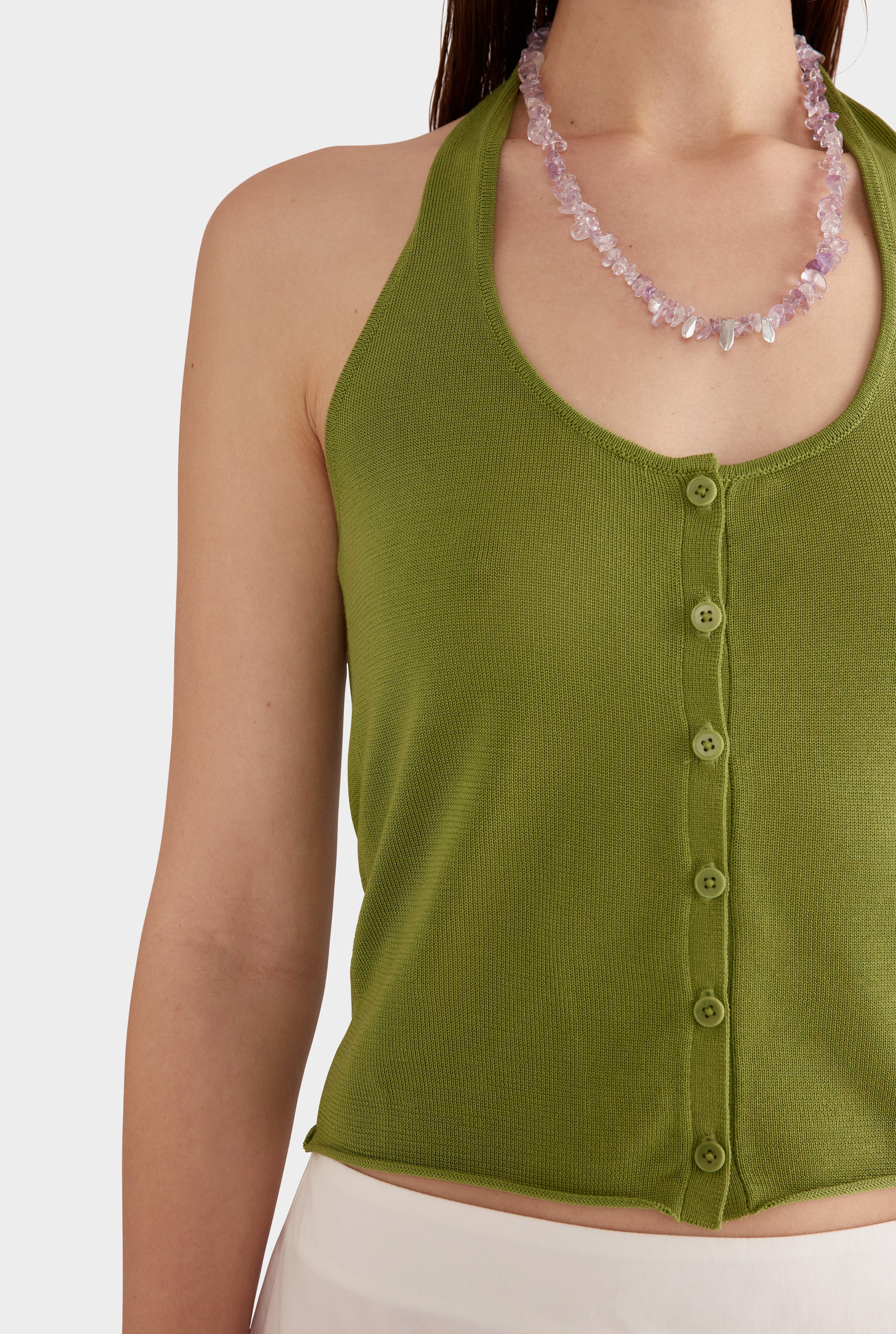 Tencel Knit Halter Top - Kelp Green