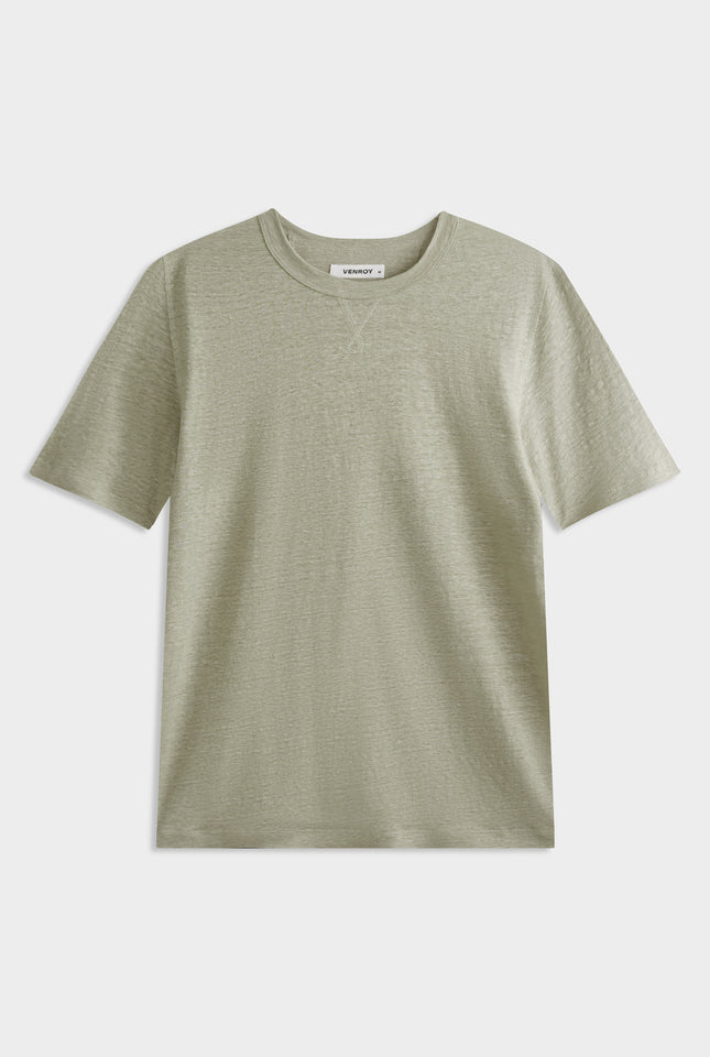 Coverstitch Linen T-Shirt - Sage