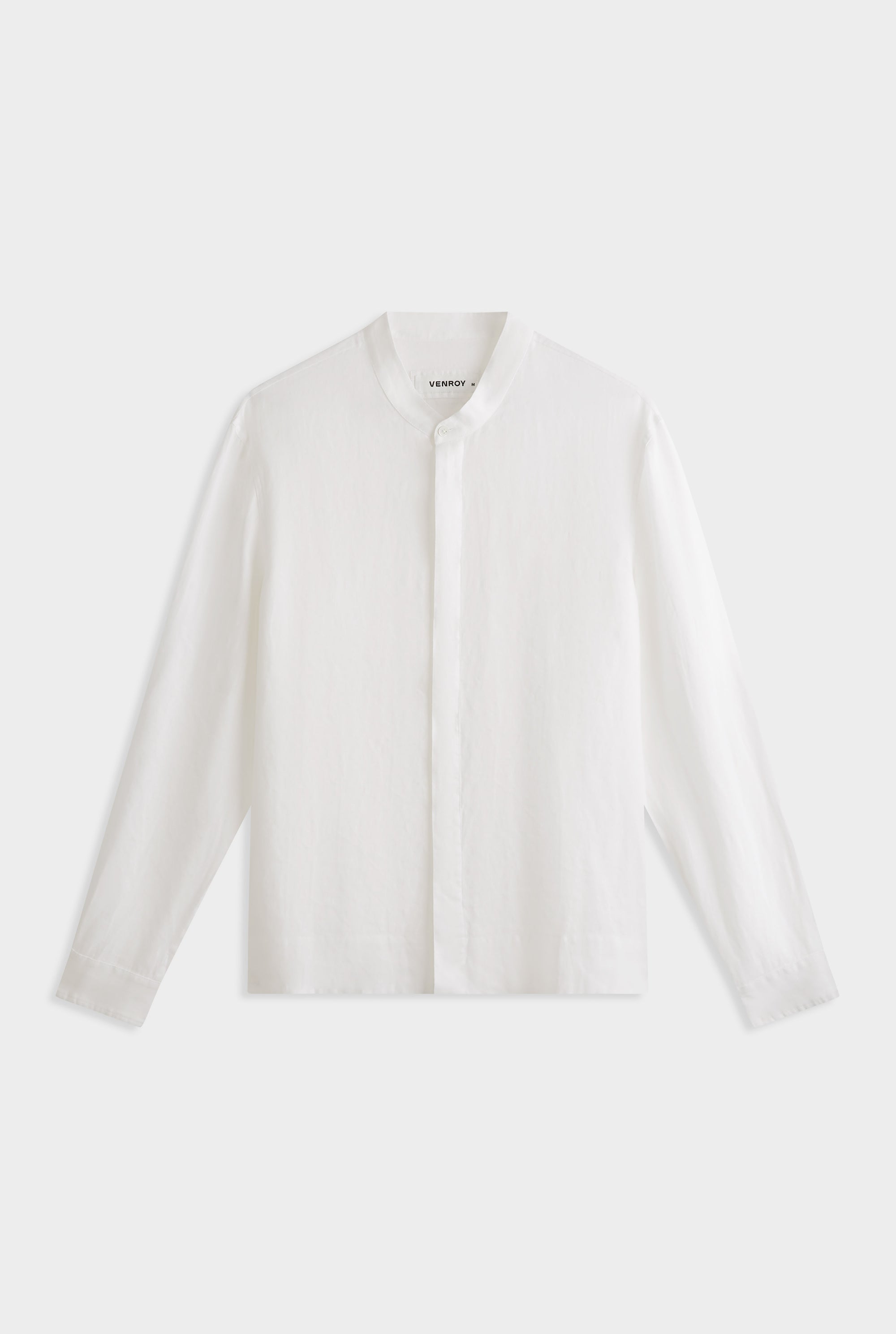 Linen Grandad Collar Shirt - White