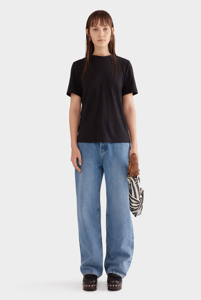Longline Cotton Hemp Tee - Washed Black