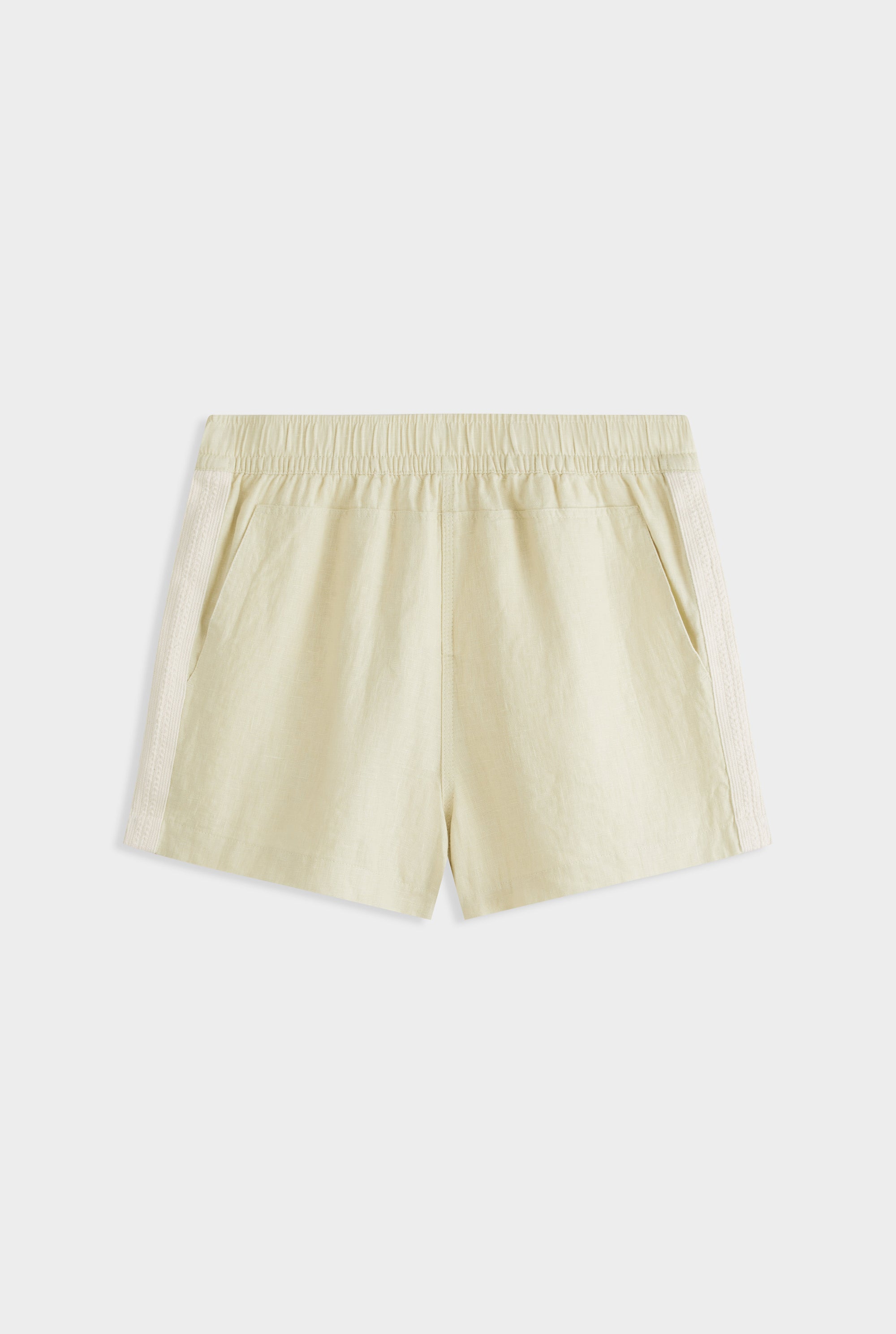 Panelled Pocket Linen Short - Green Haze/Natural Tape