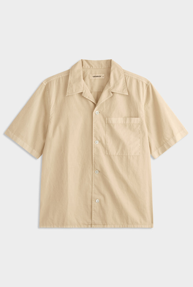 Pigment Dyed Boxy Cotton Camp Collar Shirt - Amber Yellow