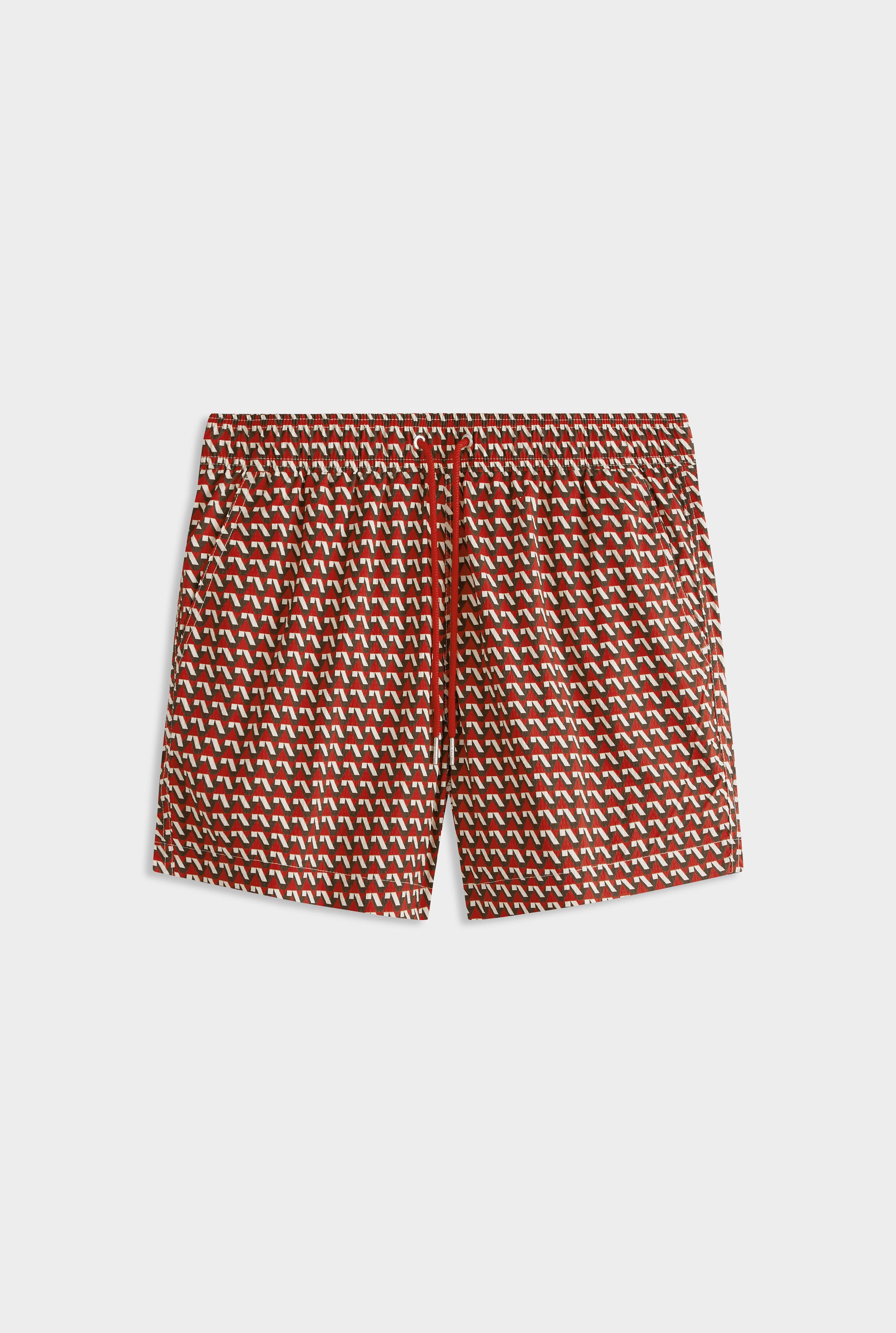 Printed Swim Short - Cocoa/Red V Monogram