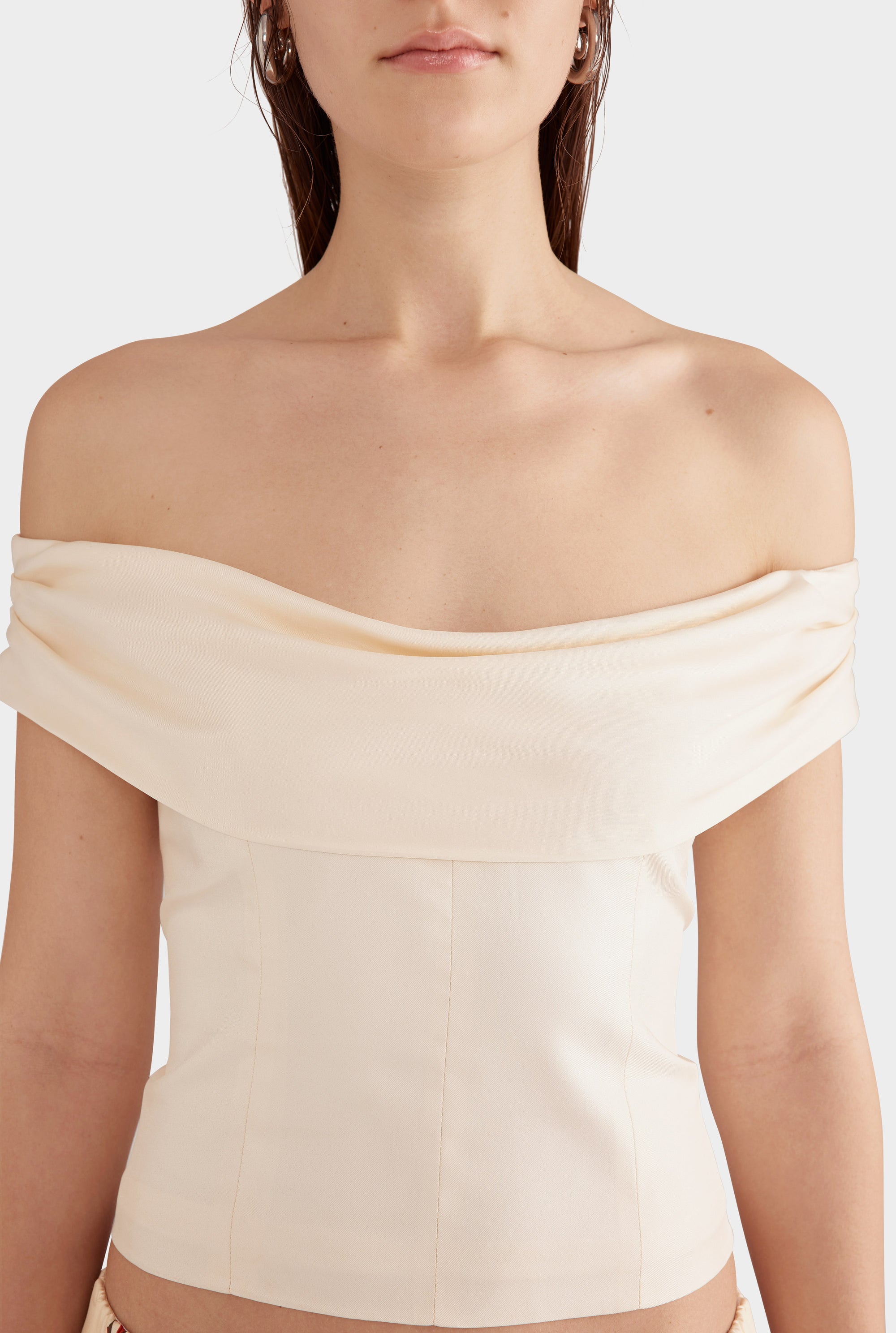 Silk Cowl Neck Bodice - Champagne