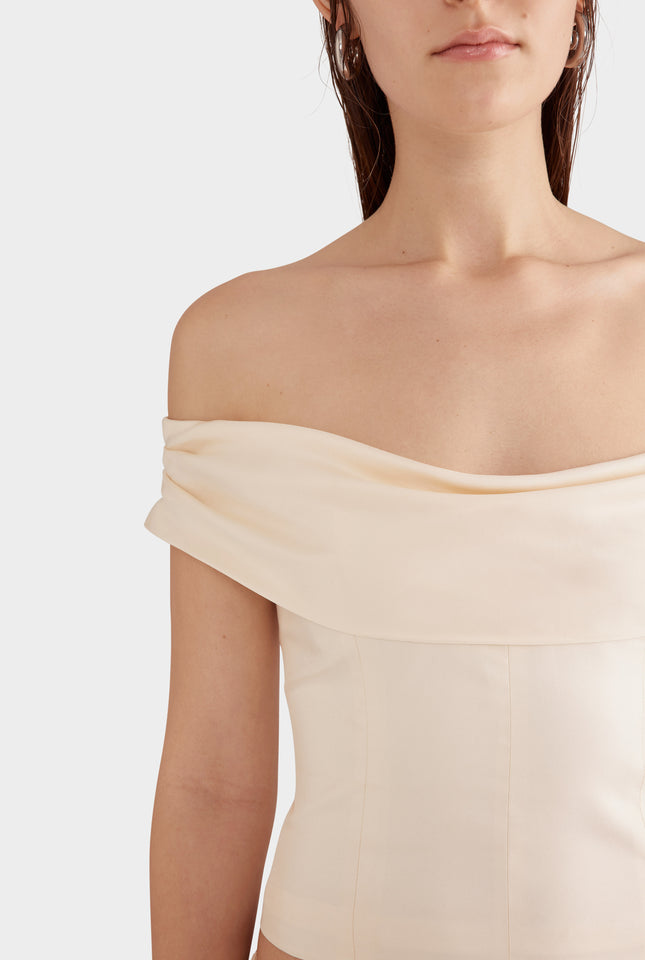 Silk Cowl Neck Bodice - Champagne