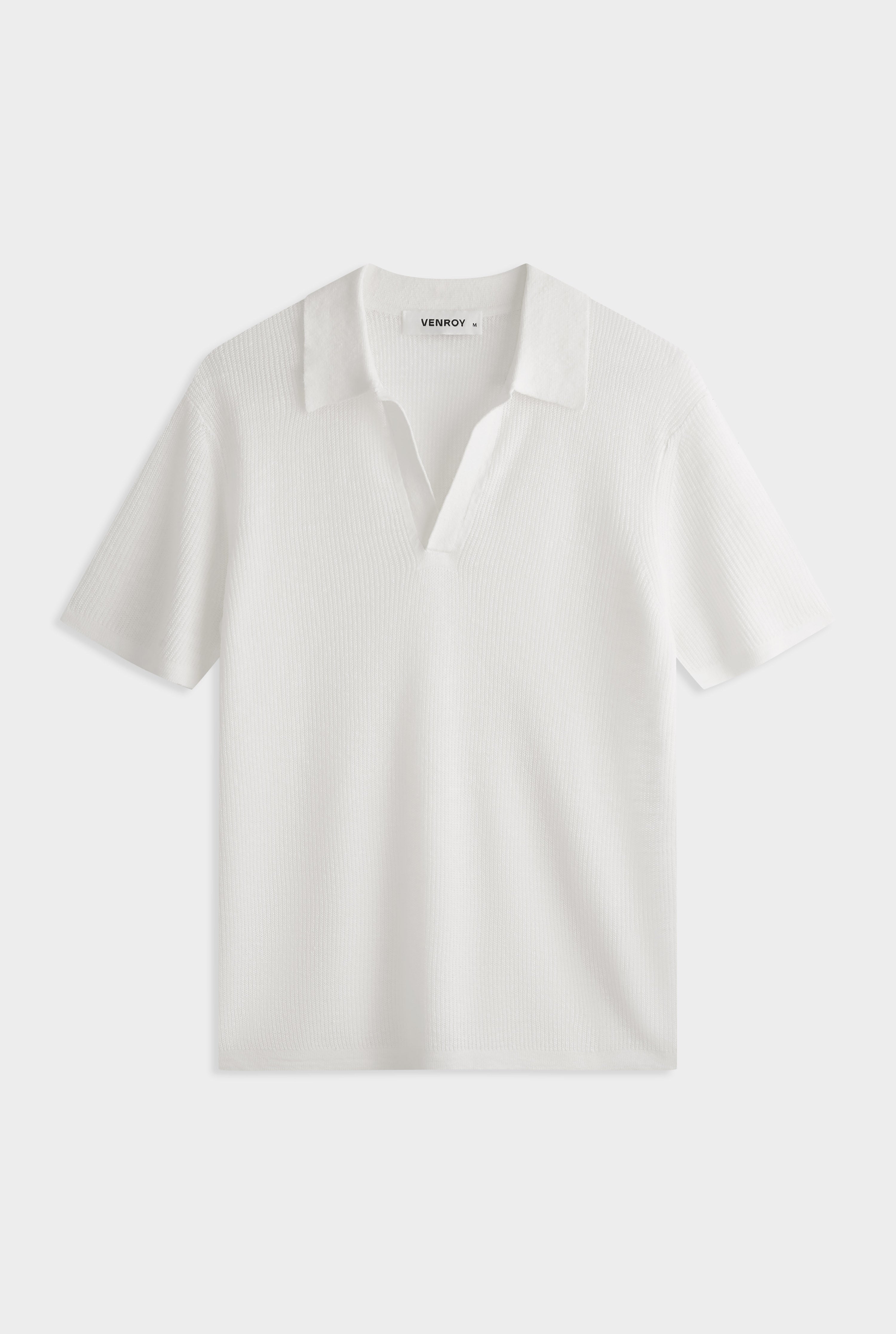 Rib Knit Open Neck Polo 2.0 - Off White