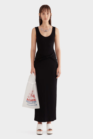 Scoop Neck Jersey Twist Dress - Black