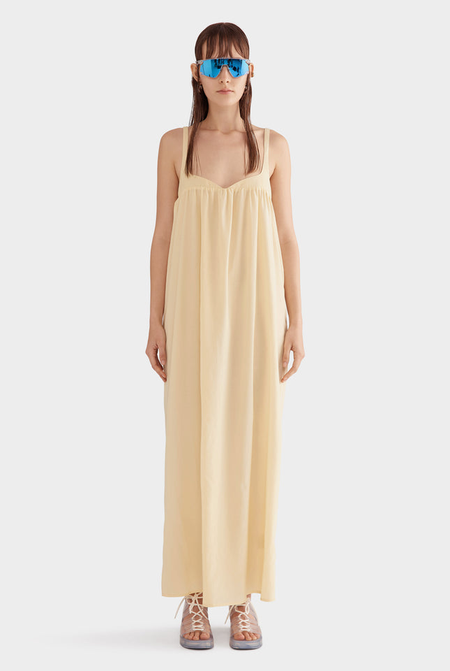 Silk Cotton Maxi Dress - Butter