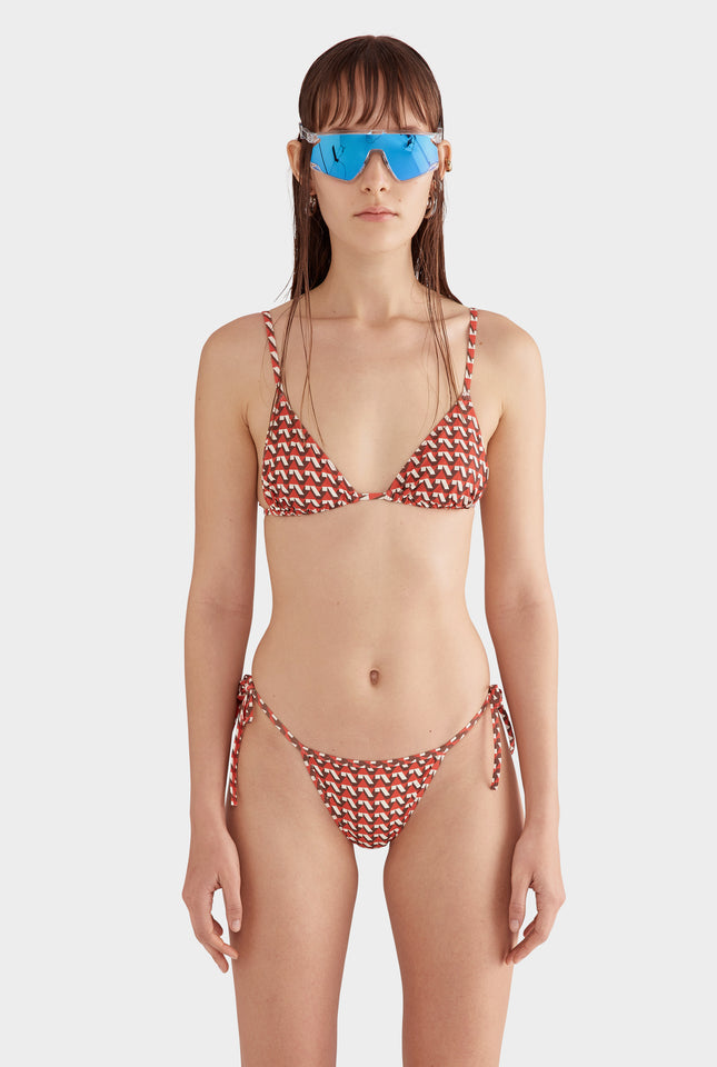 Triangle Bikini Top - Cocoa/Red V Monogram