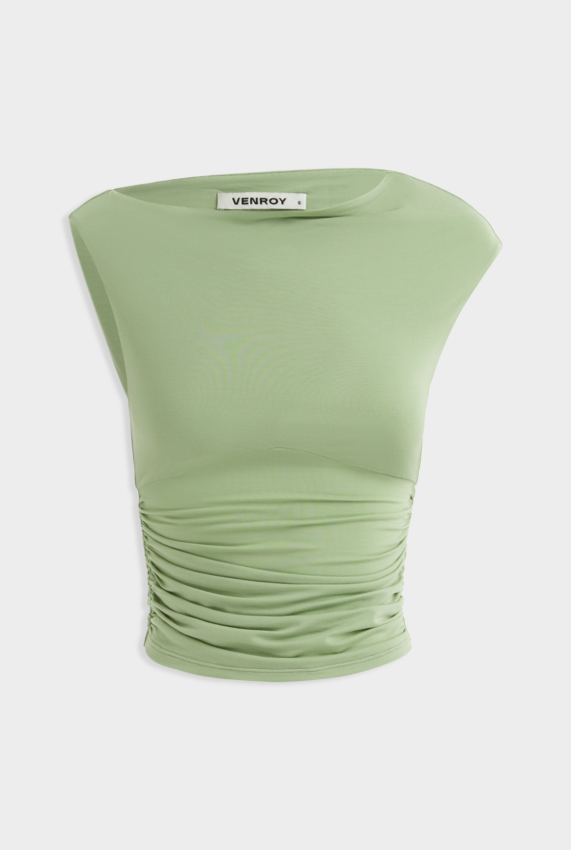 Asymmetrical Ruched Jersey Top - Mint Green