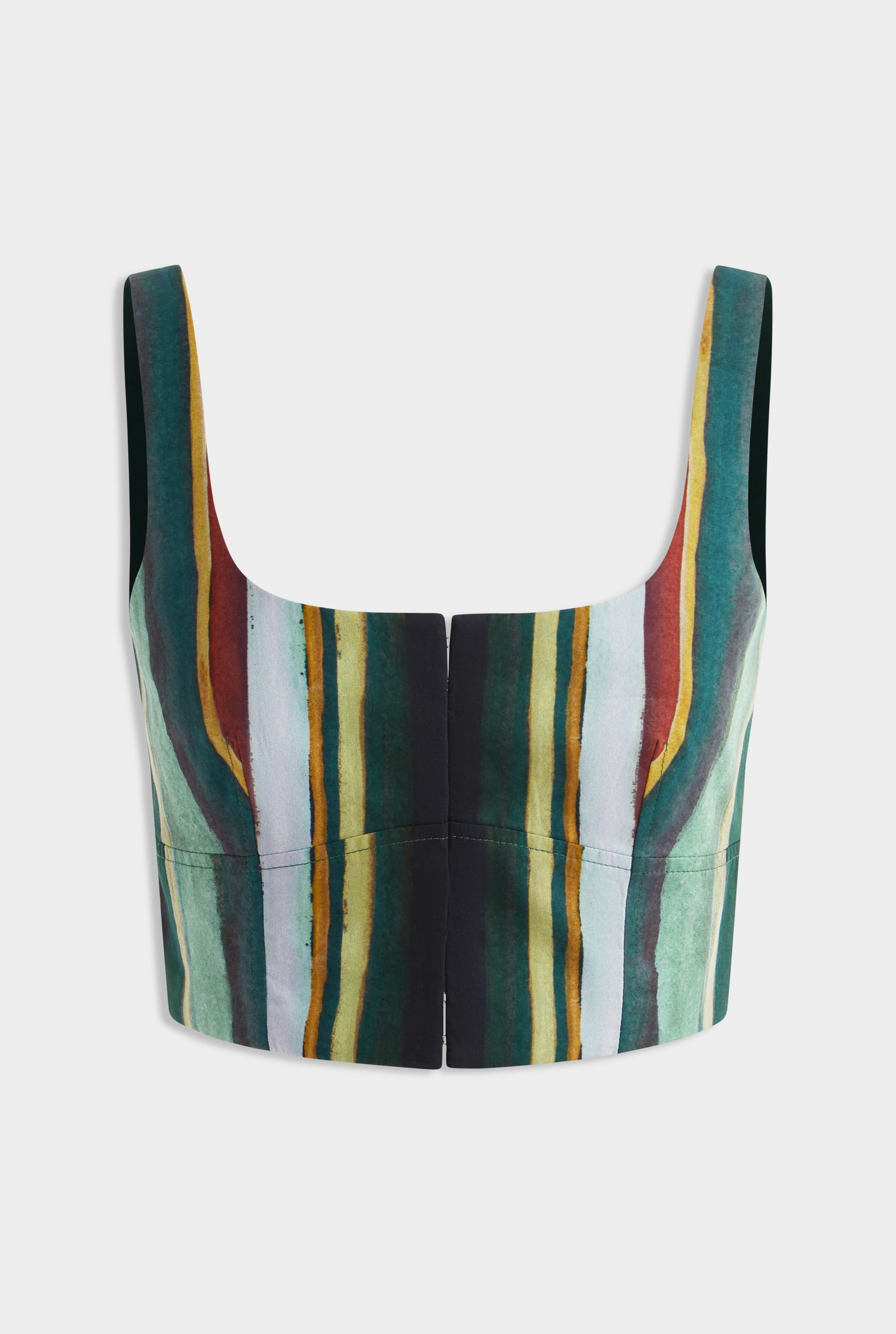 Cotton Poplin Crop Top - Multi Painted Stripe