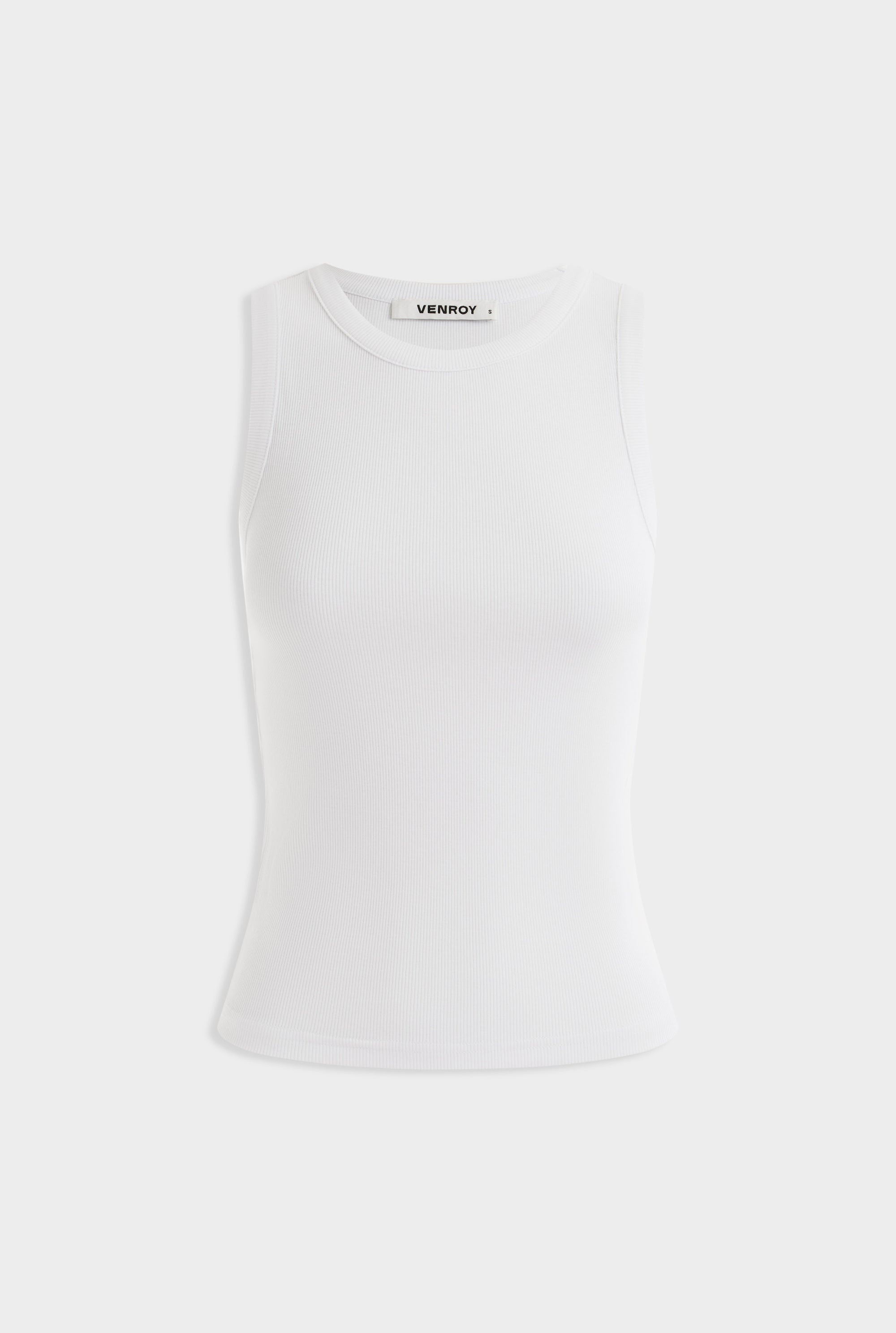 Crew Neck Jersey Rib Tank - White