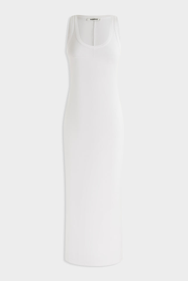 Fitted Jersey Tank Dress - Off White