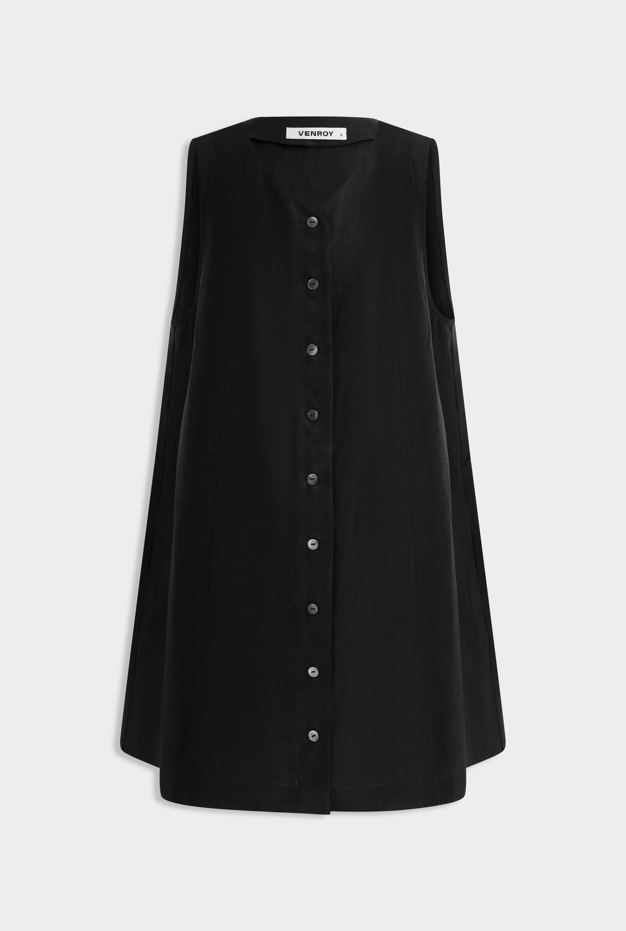 Linen A-Line Dress - Black