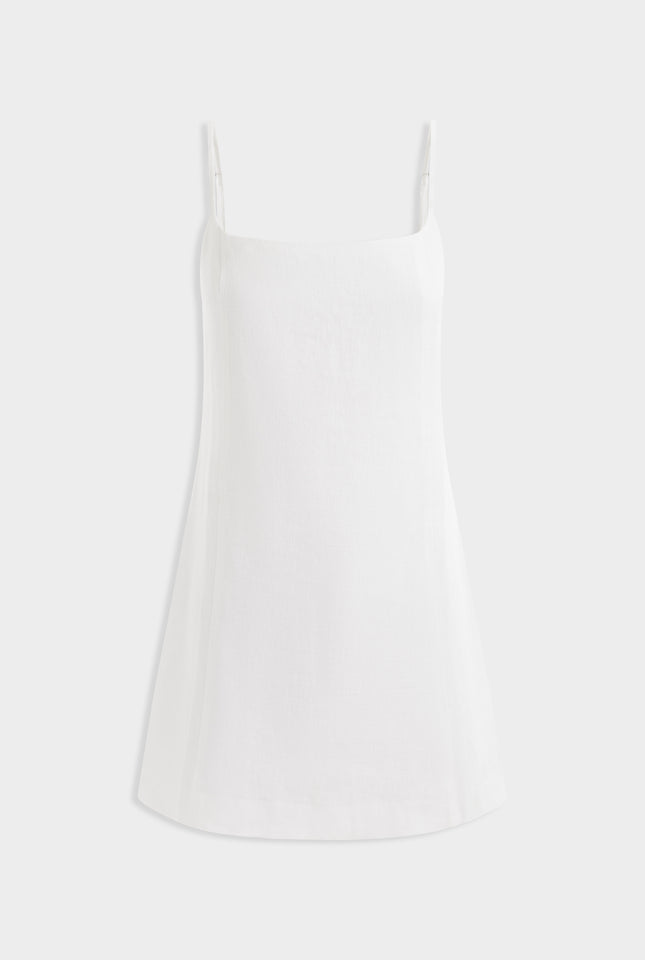 Linen Panelled Mini Dress - White