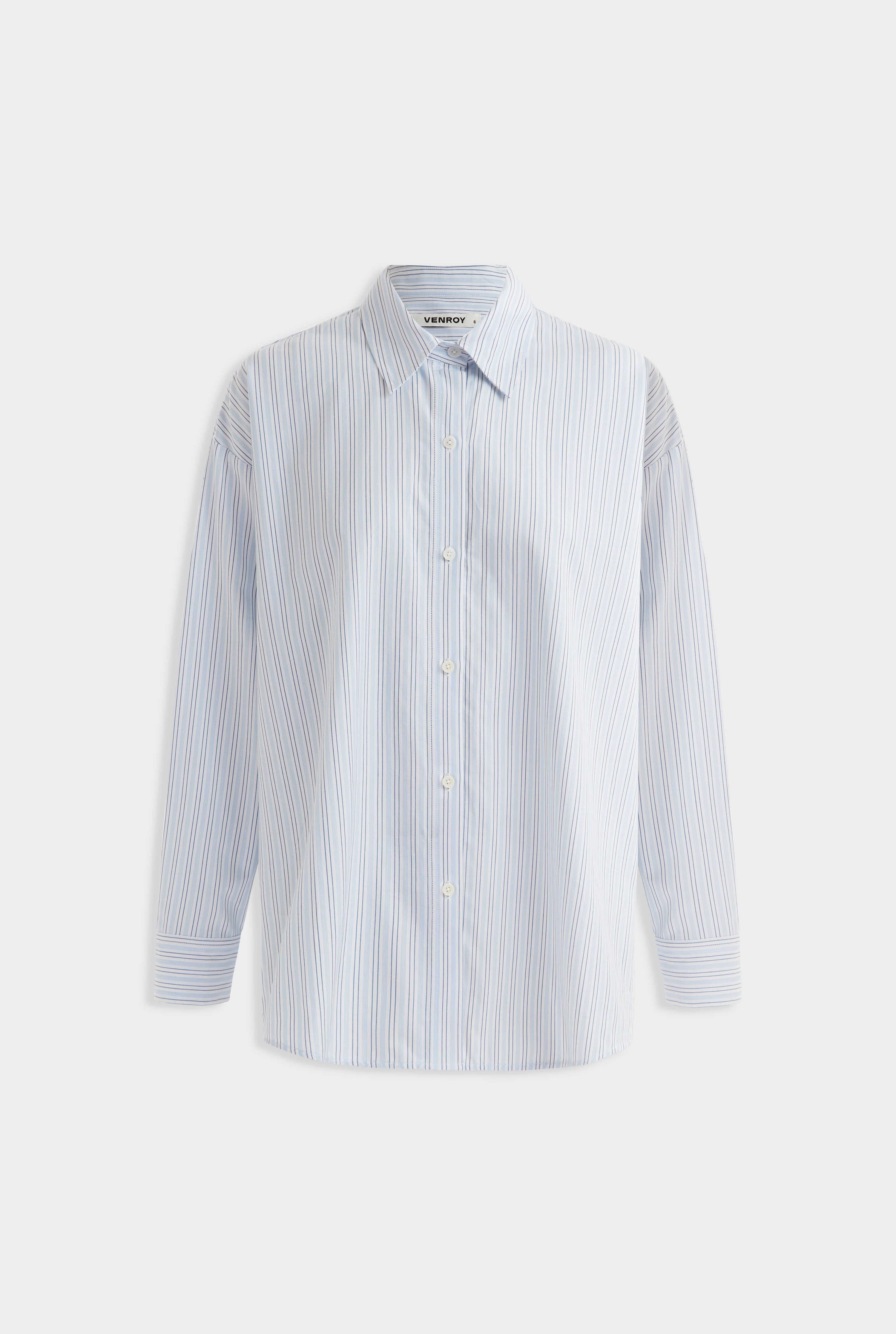 Relaxed Striped Cotton Shirt - Light Blue/White Stripe