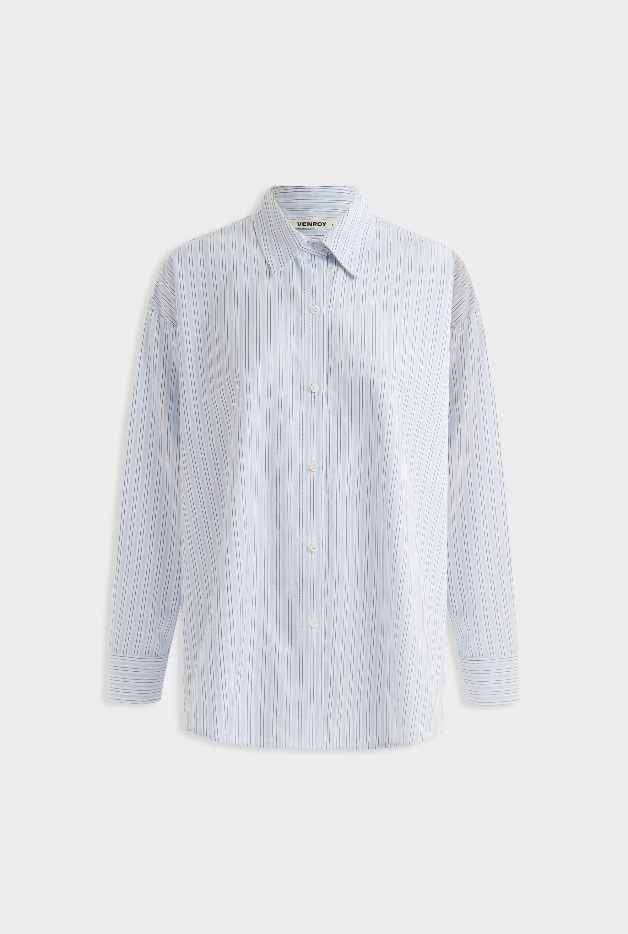 Relaxed Striped Cotton Shirt - Light Blue/White Stripe