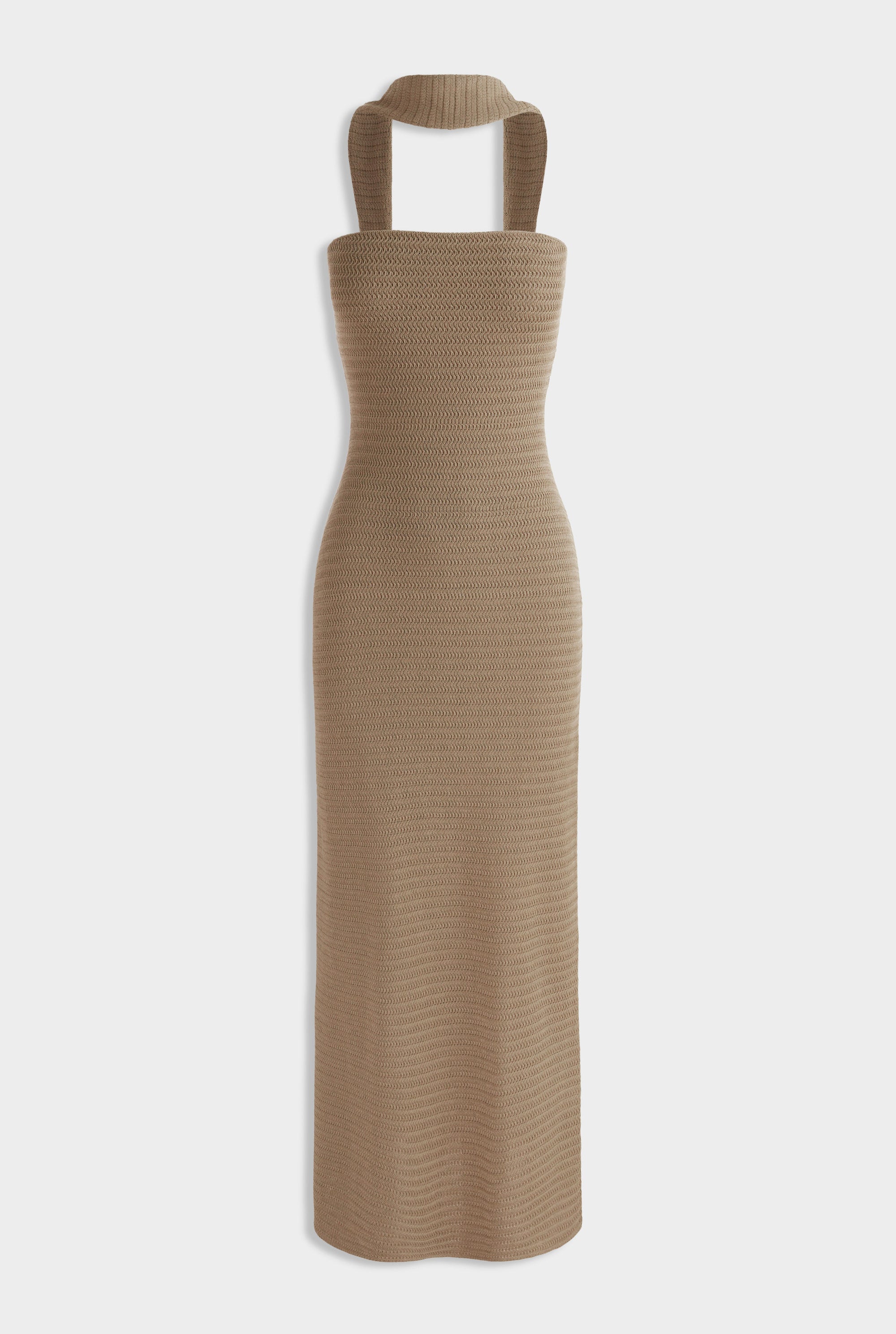 Reverse Halter Knit Dress - Latte