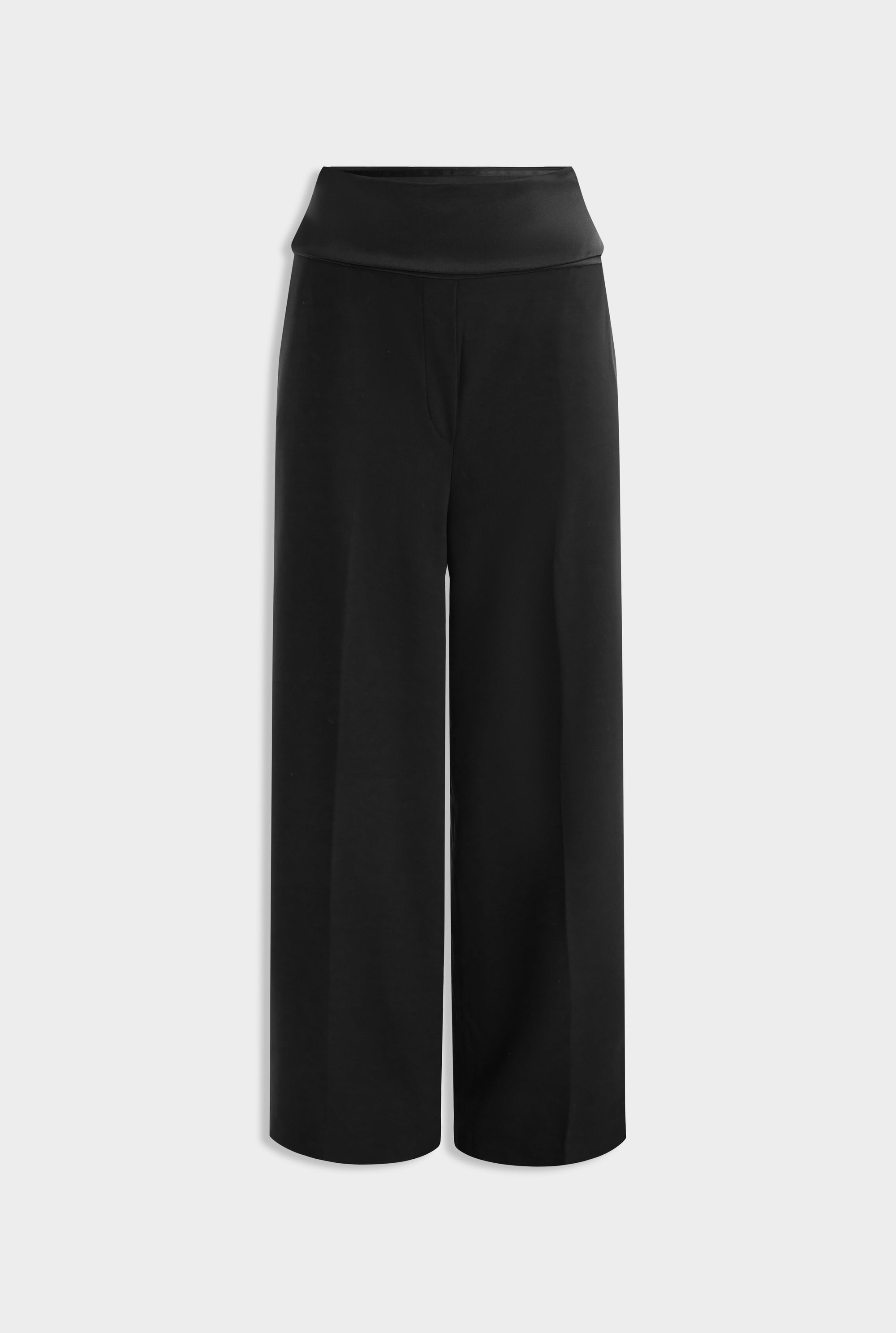 Silk Cummerbund Wool Pant - Black