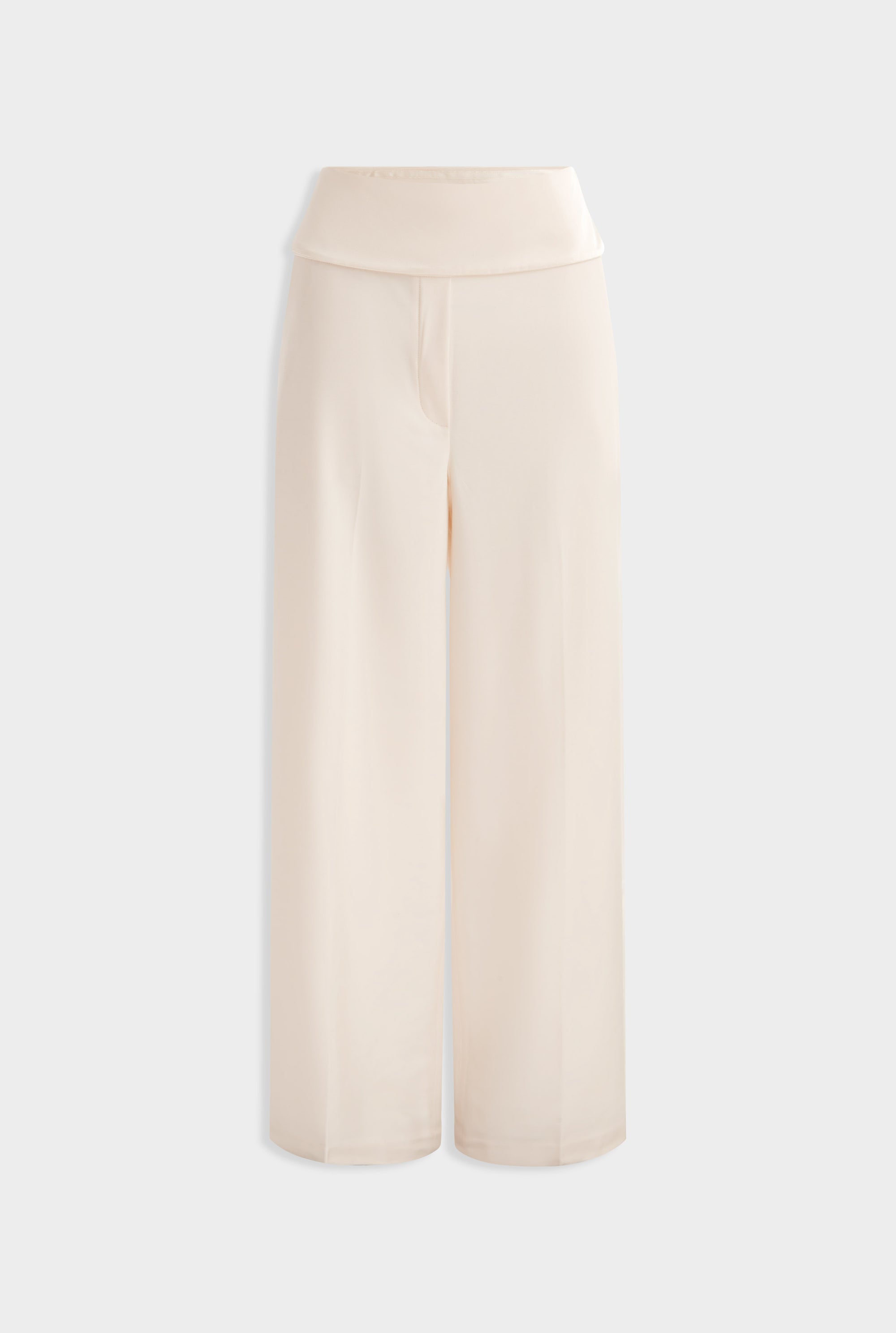 Silk Cummerbund Wool Pant - Cream