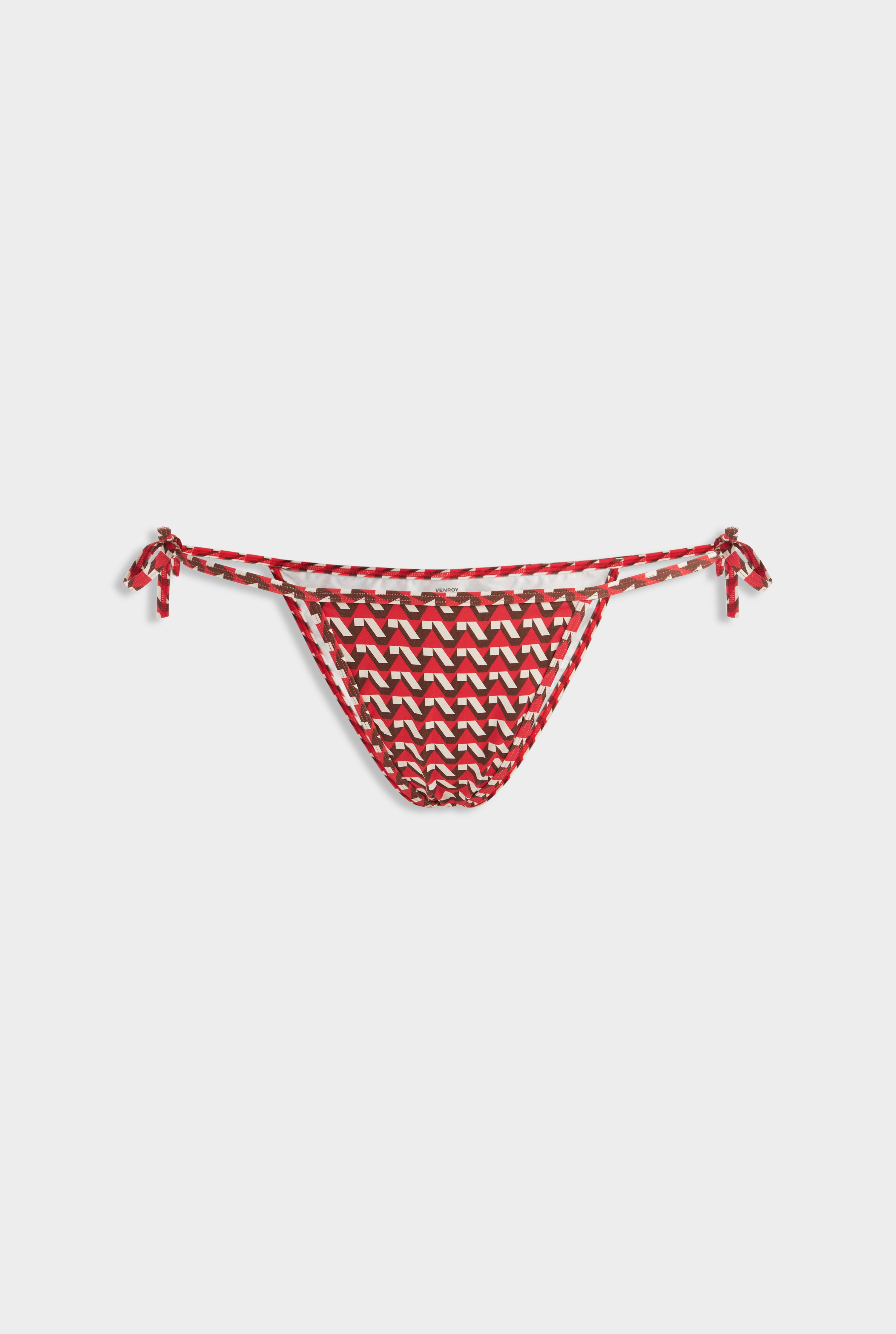 String Bikini Brief - Cocoa/Red V Monogram