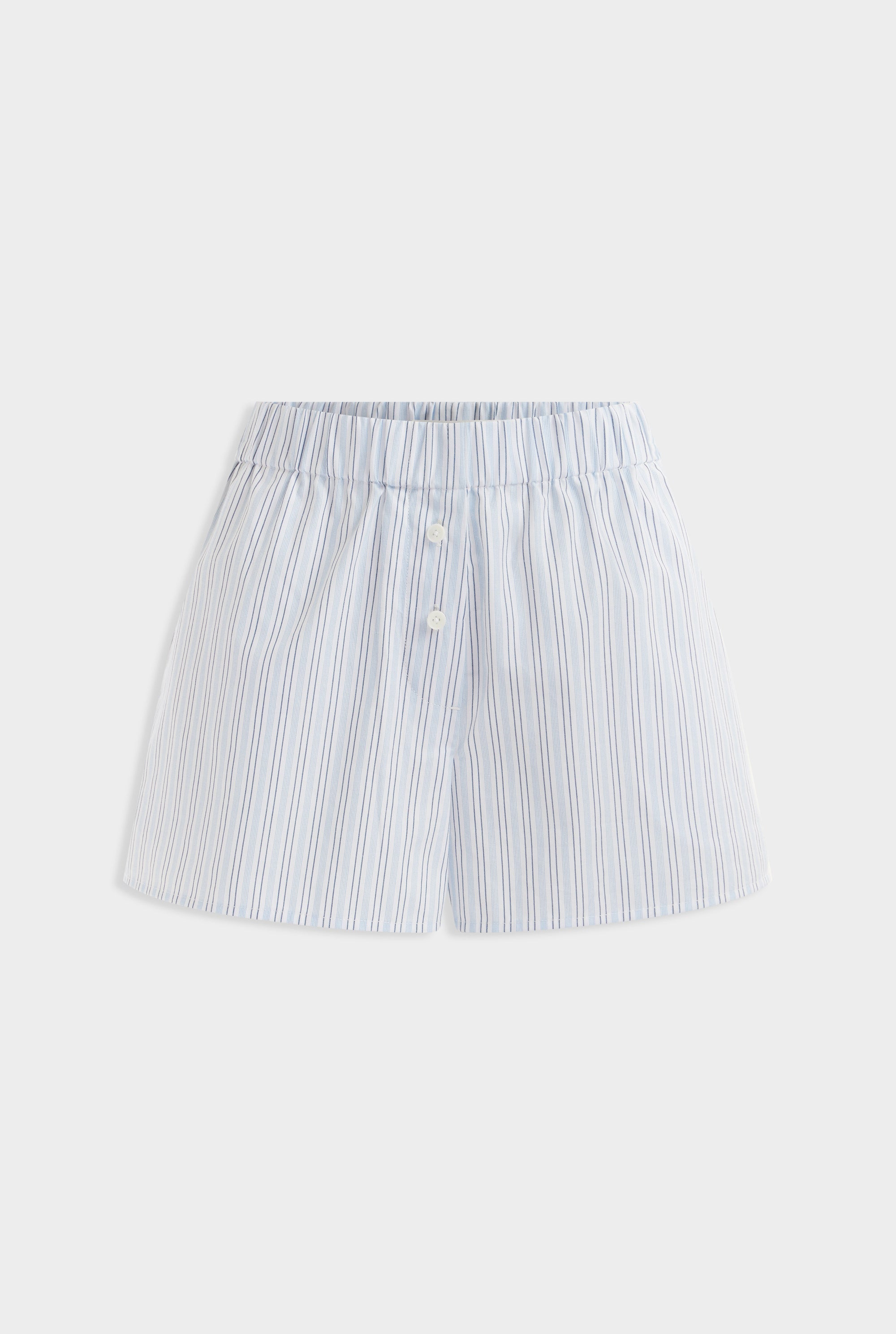 Striped Cotton Boxer Short - Light Blue/White Stripe