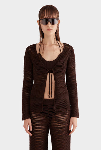 Crochet Tie Front Top - Java