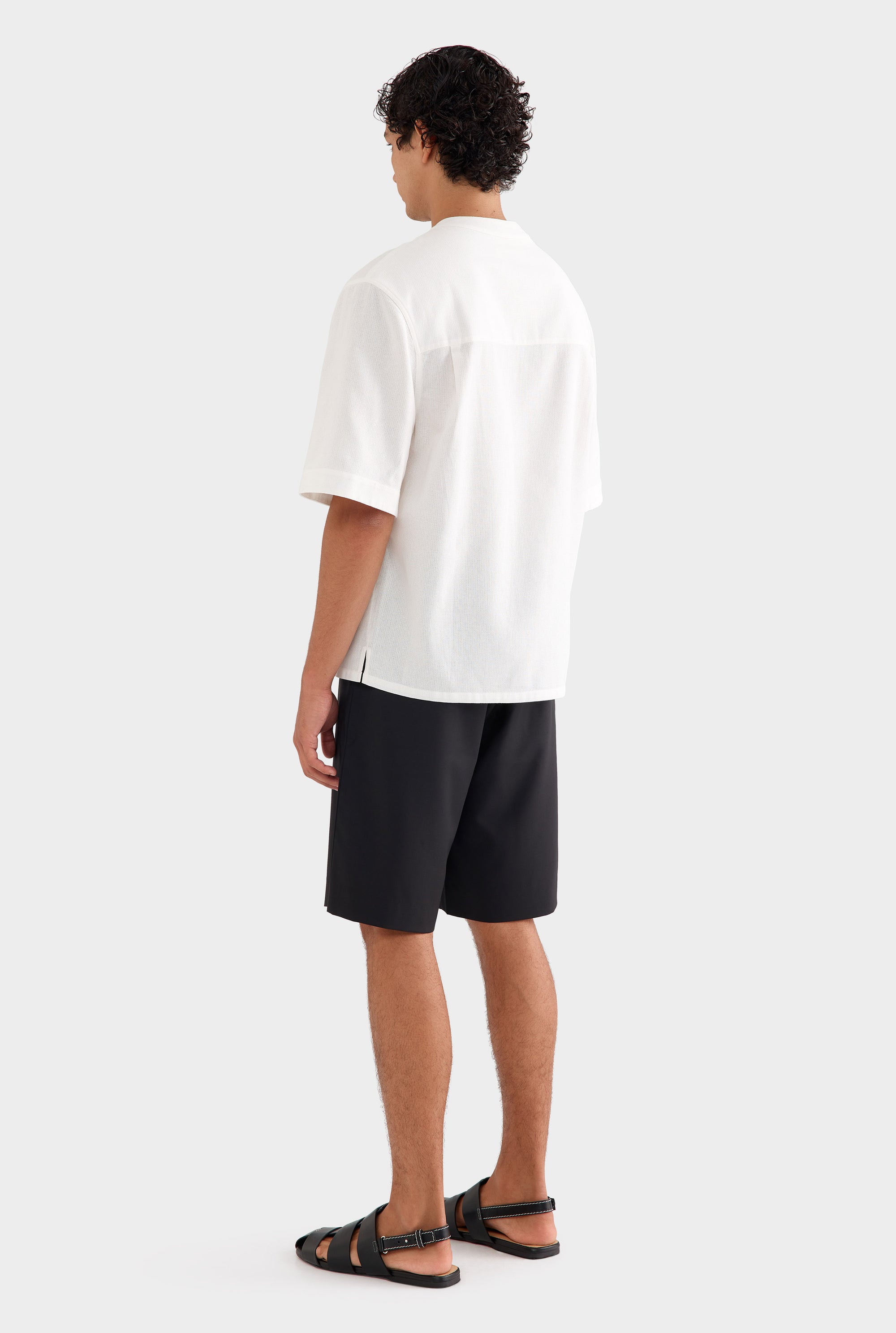 Short Sleeve V Neck Shirt - Off White