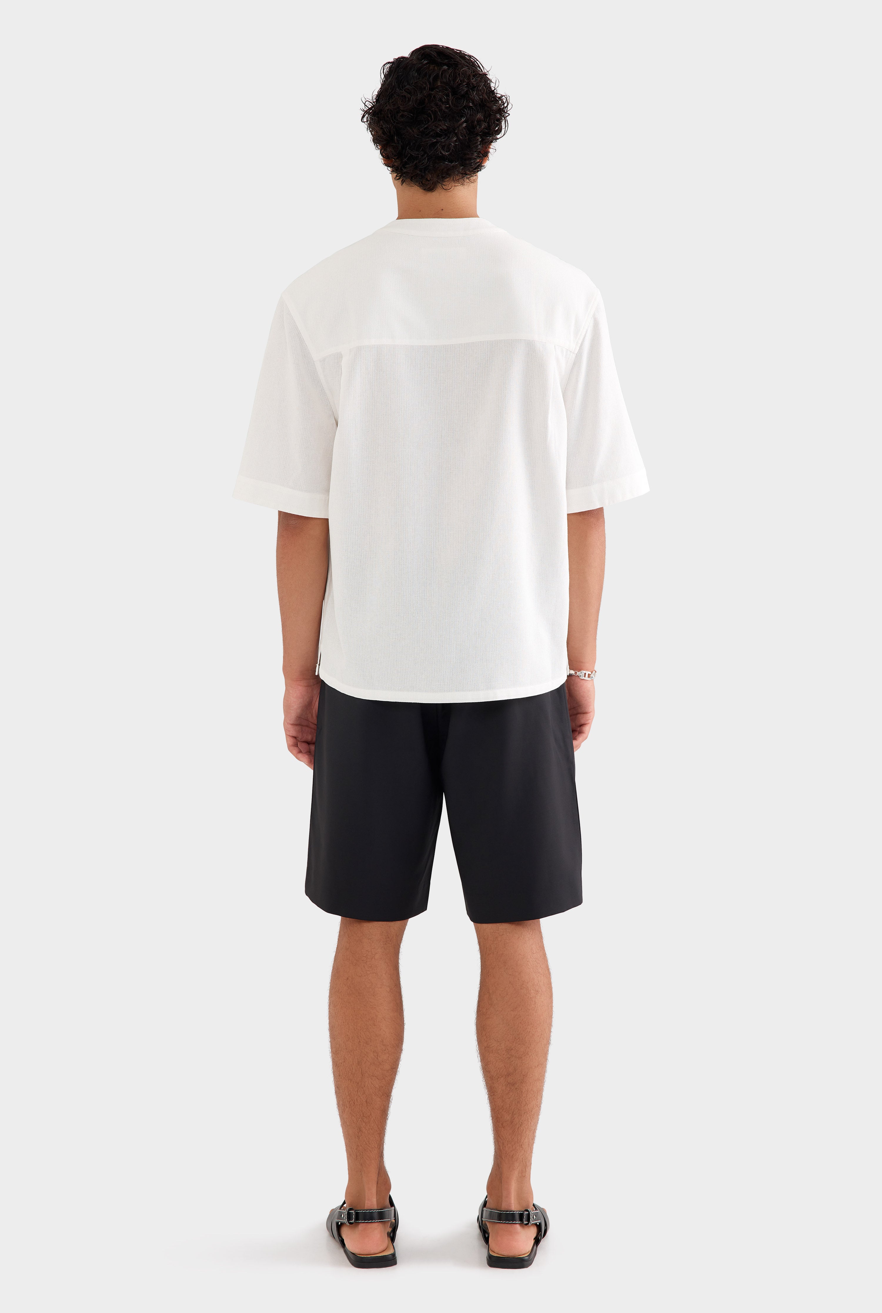 Short Sleeve V Neck Shirt - Off White